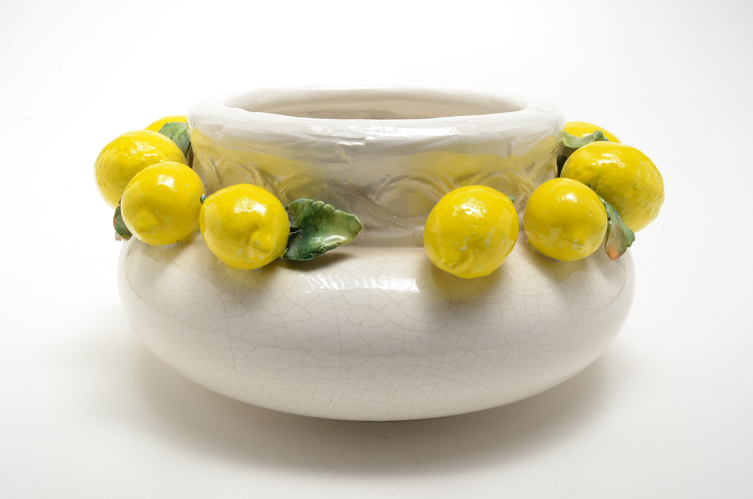 White Ceramic Bowl with Lemons