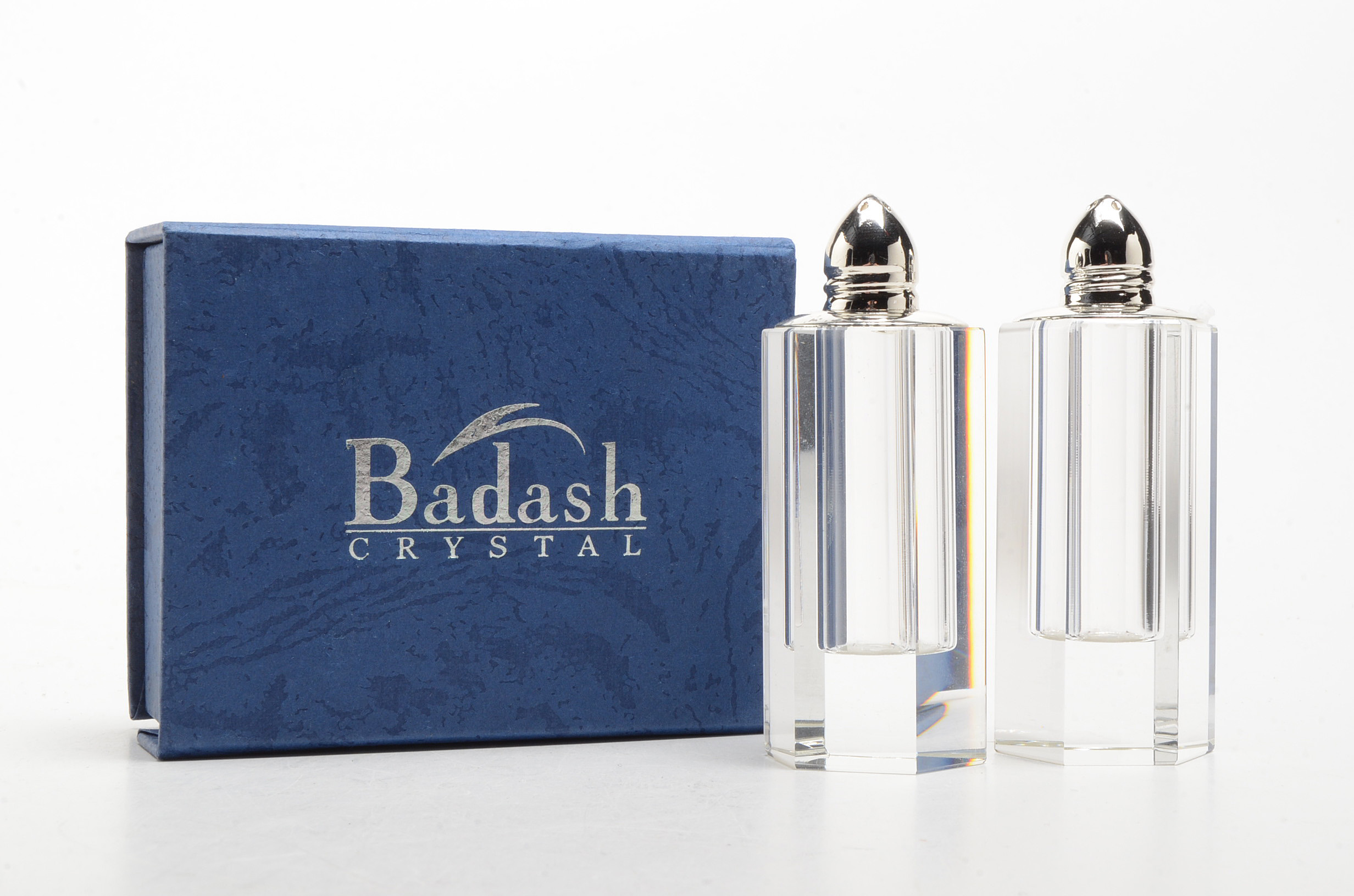 Set of Three Crystal Salt and Pepper Shakers