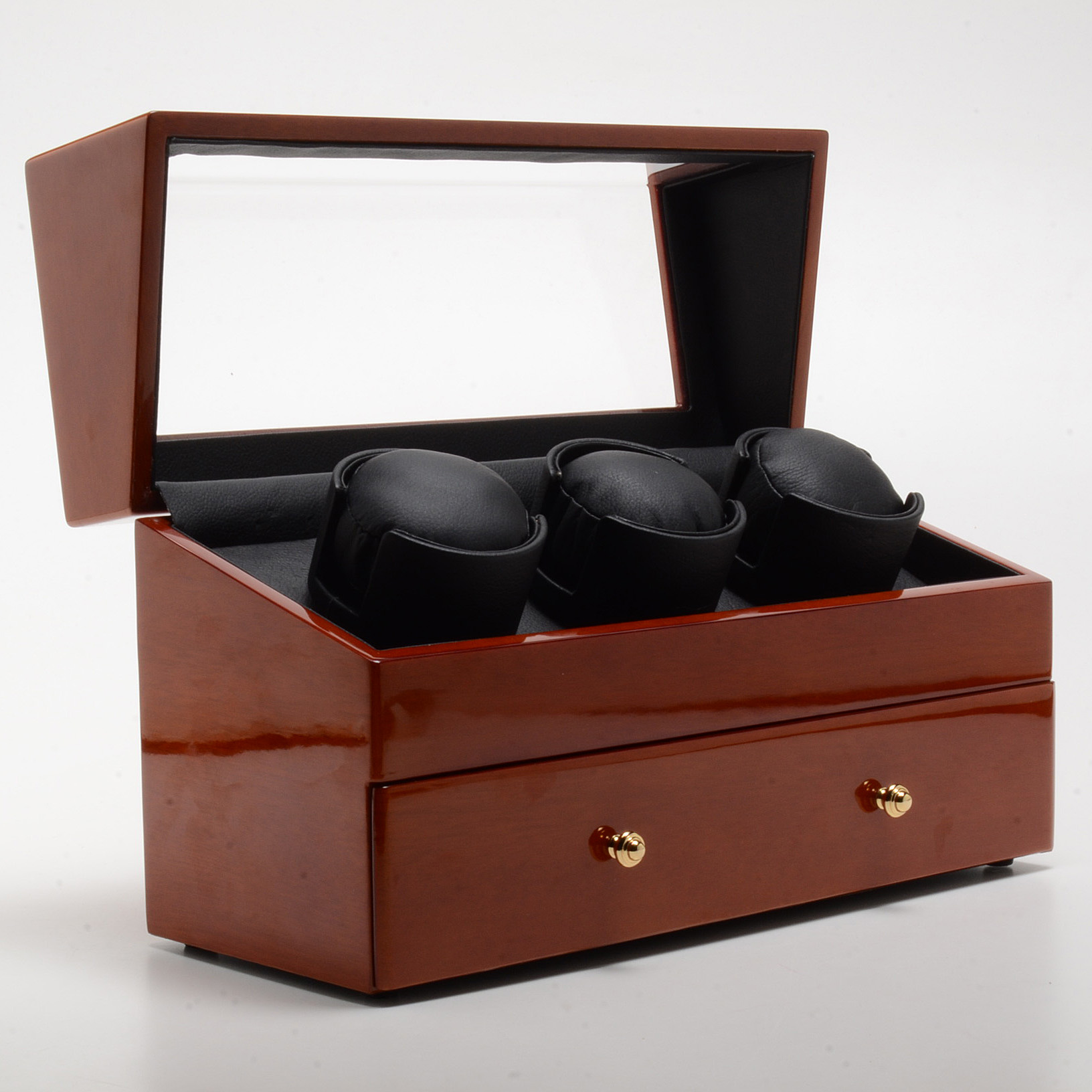 Mahogany Wood Triple Watch Winder