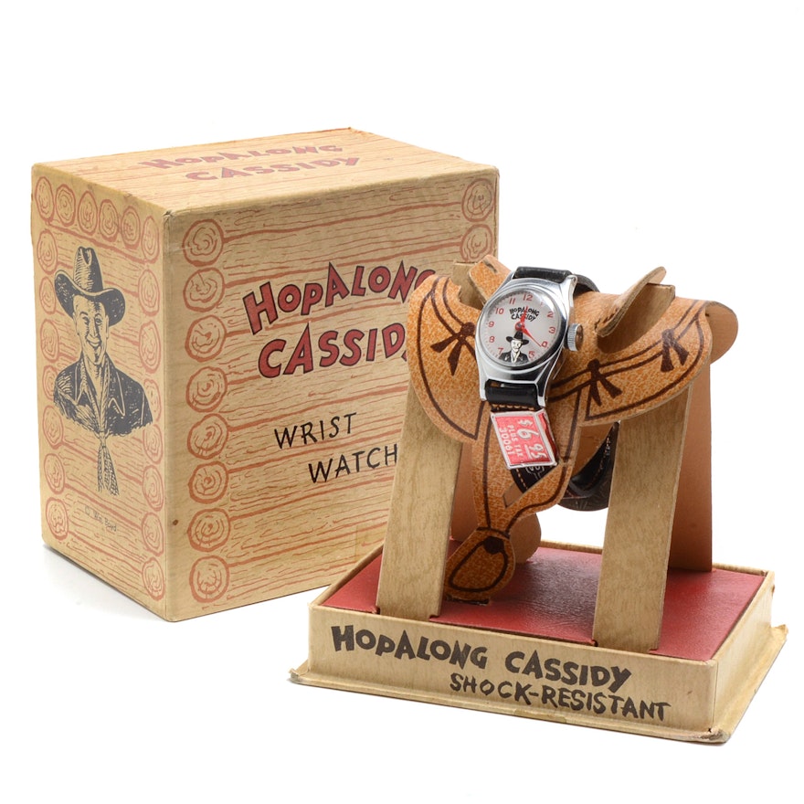 Circa 1950s Hopalong Cassidy Wrist Watch With Saddle Box