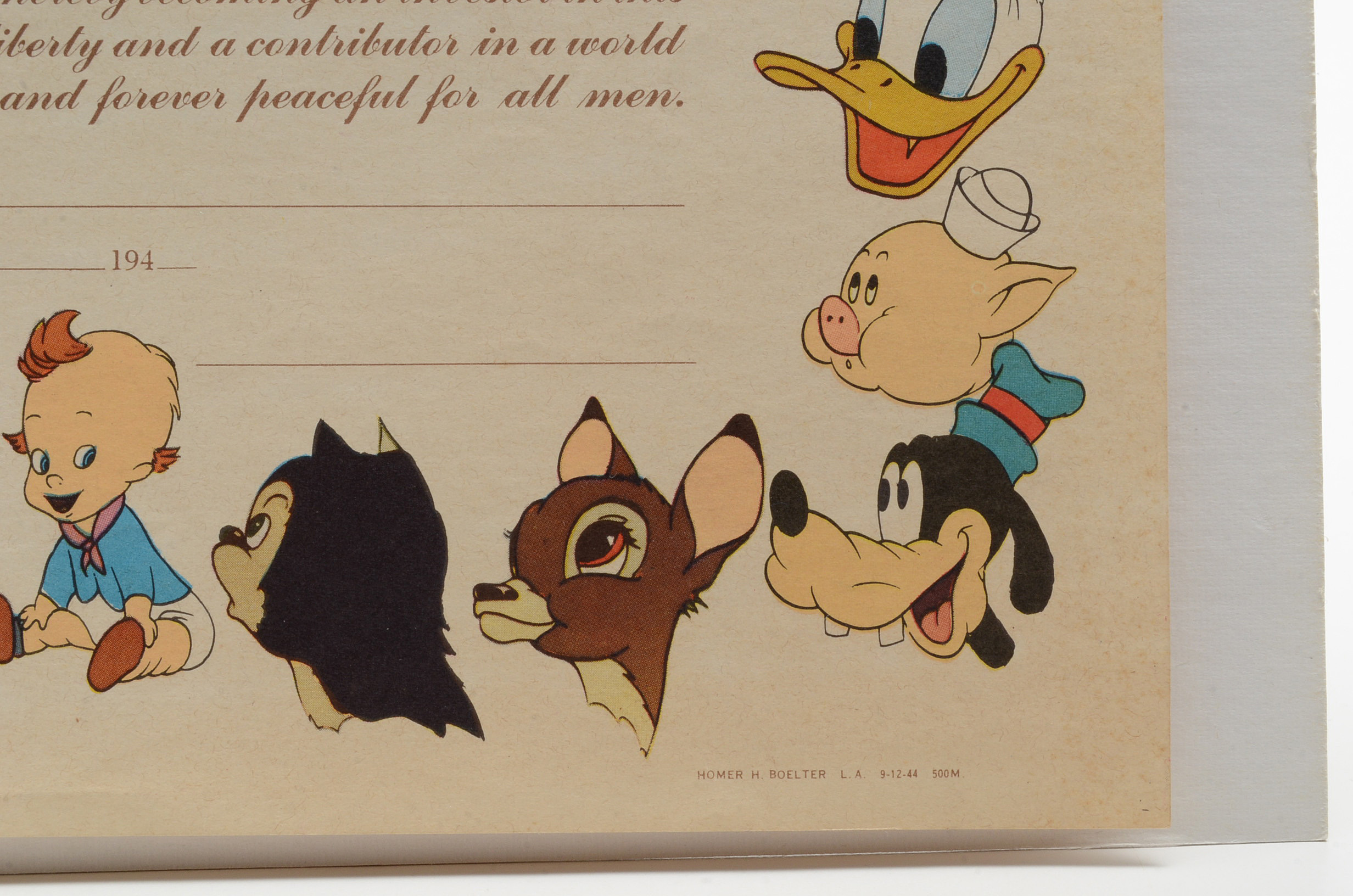 1944 Disney War Bond Certificate