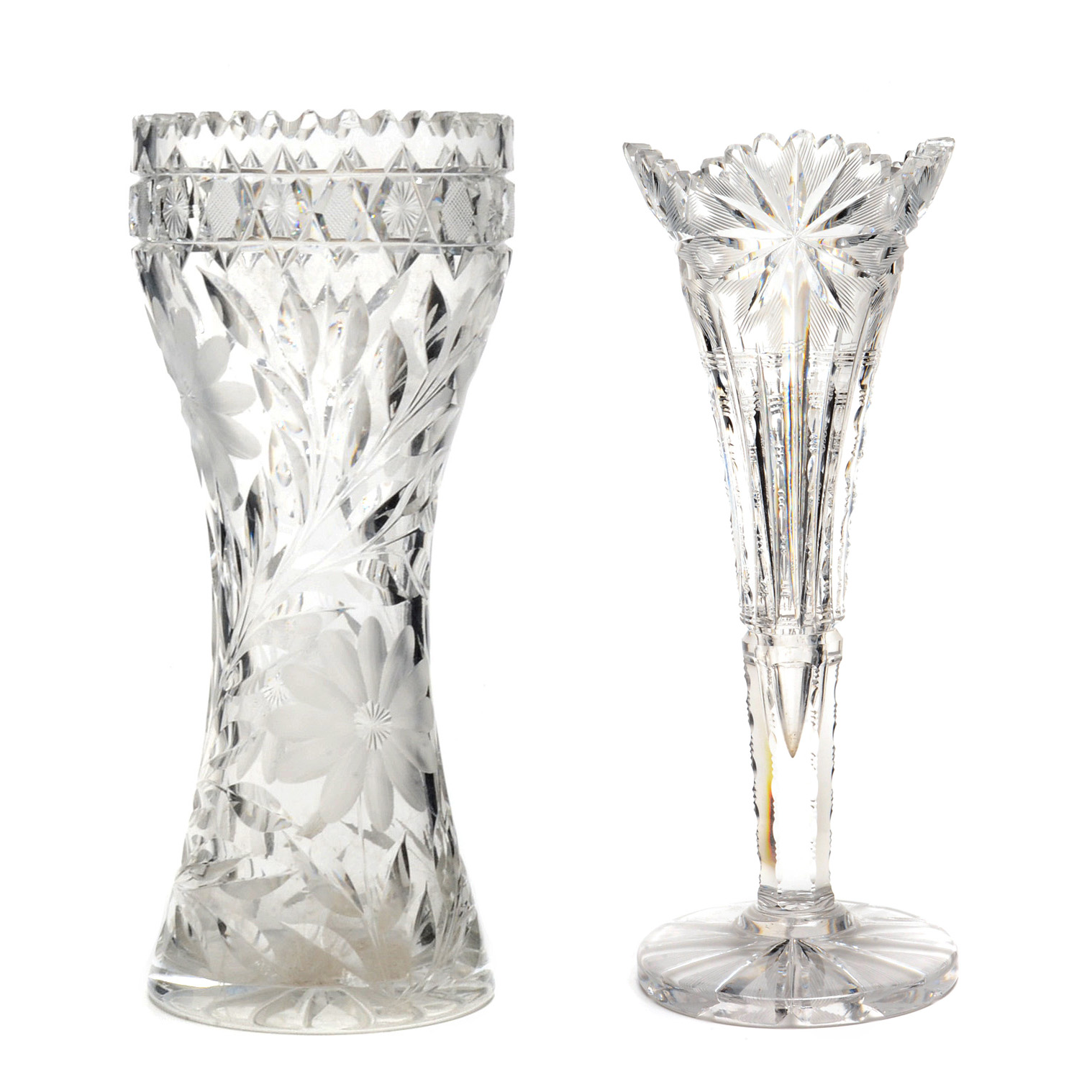 Tall Cut Glass Vases