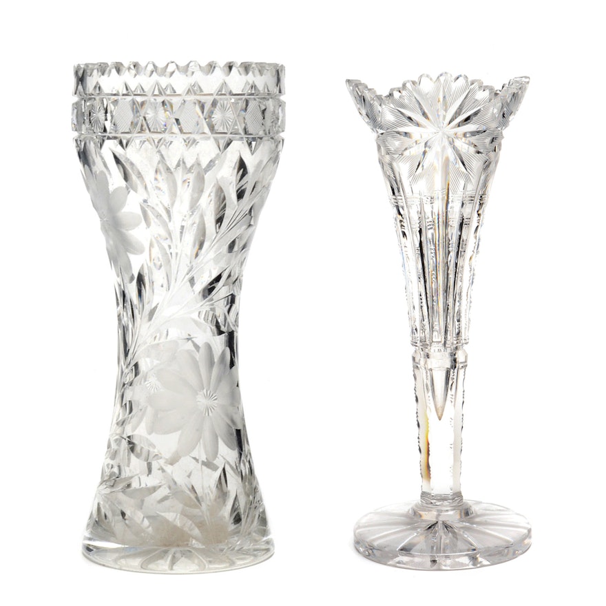 Tall Cut Glass Vases