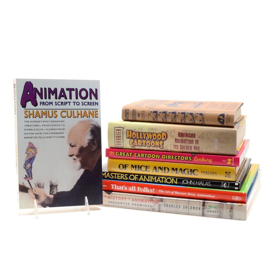 Books on Animation Featuring First Edition Charles Solomon "Enchanted Drawings: The History of Animation."