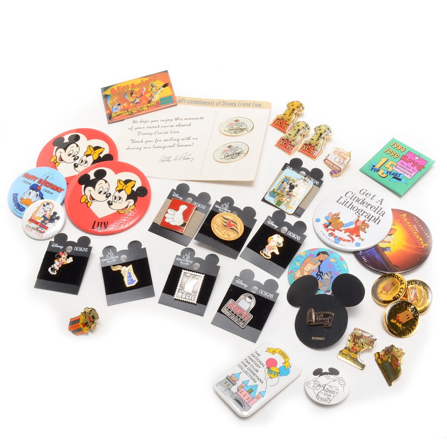 Collectible Pins and Buttons Including Disney