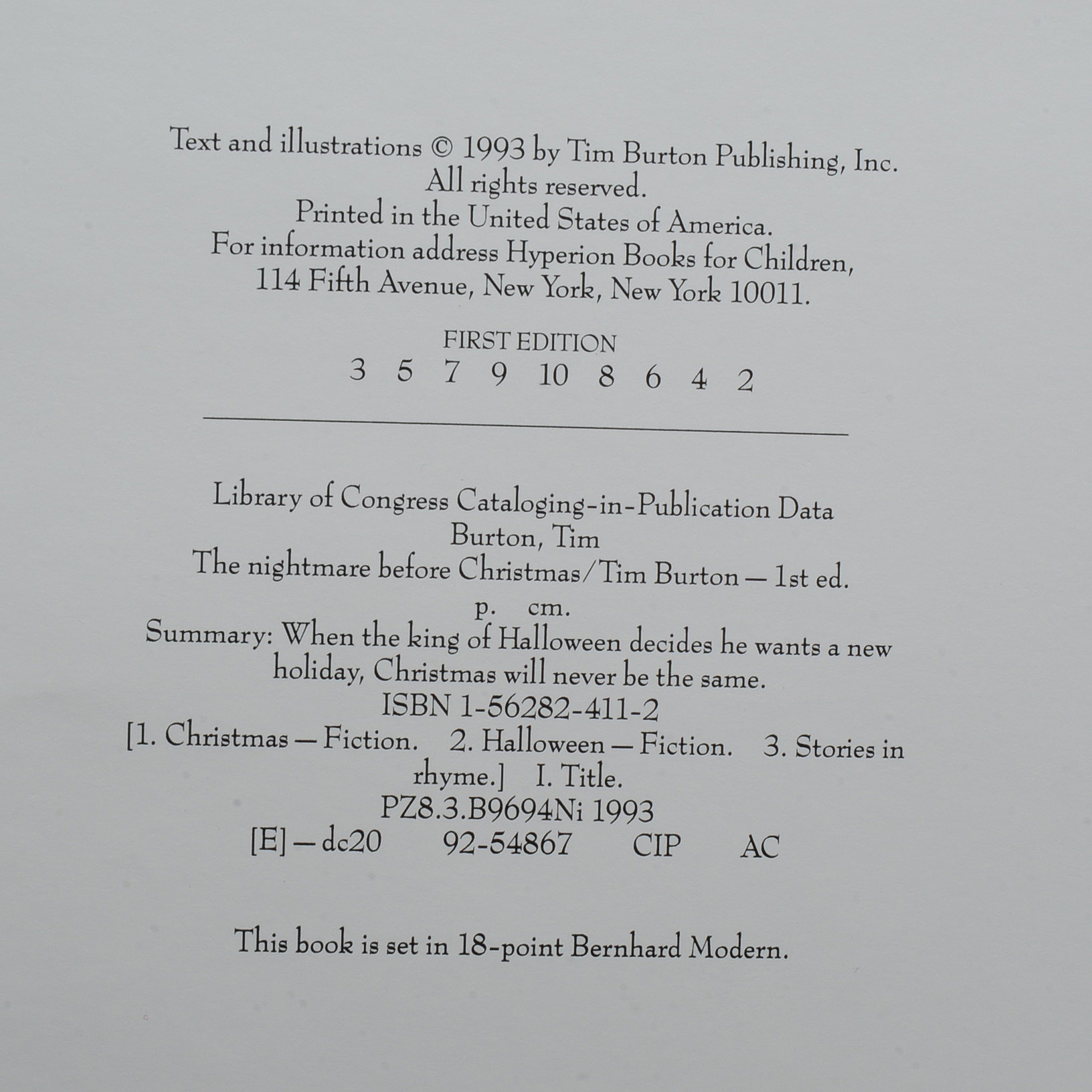 Tim Burton's "Nightmare Before Christmas" Book and Collectibles