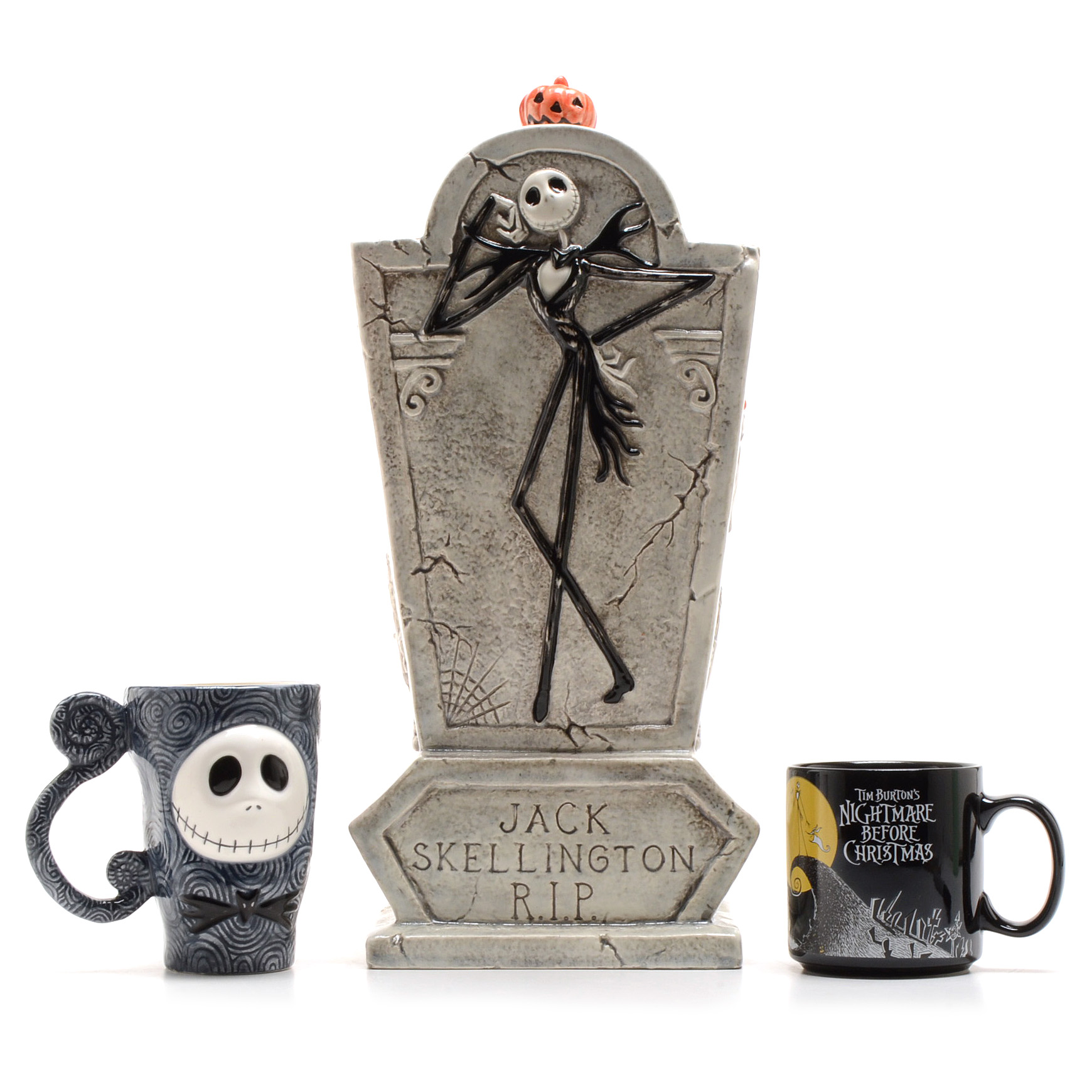 Tim Burton's "Nightmare Before Christmas" Cookie Jar and Coffee Mugs