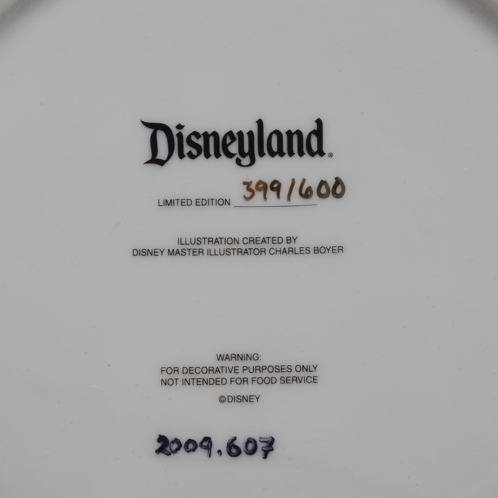 Disneyland's Club 33 Thirtieth Anniversary Commemorative Plate