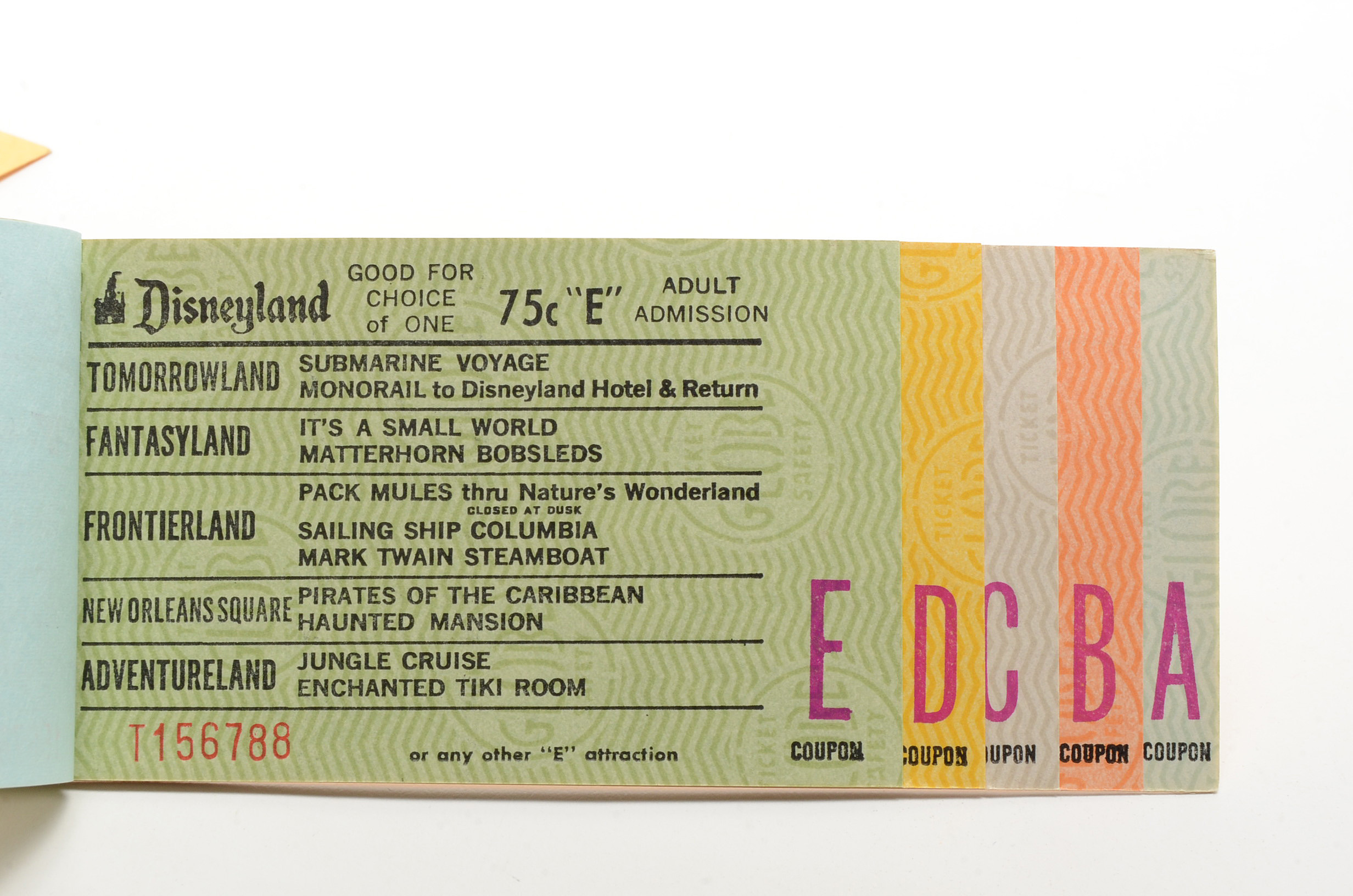 1969 Disneyland Coupon Book Intact With "E" Ticket