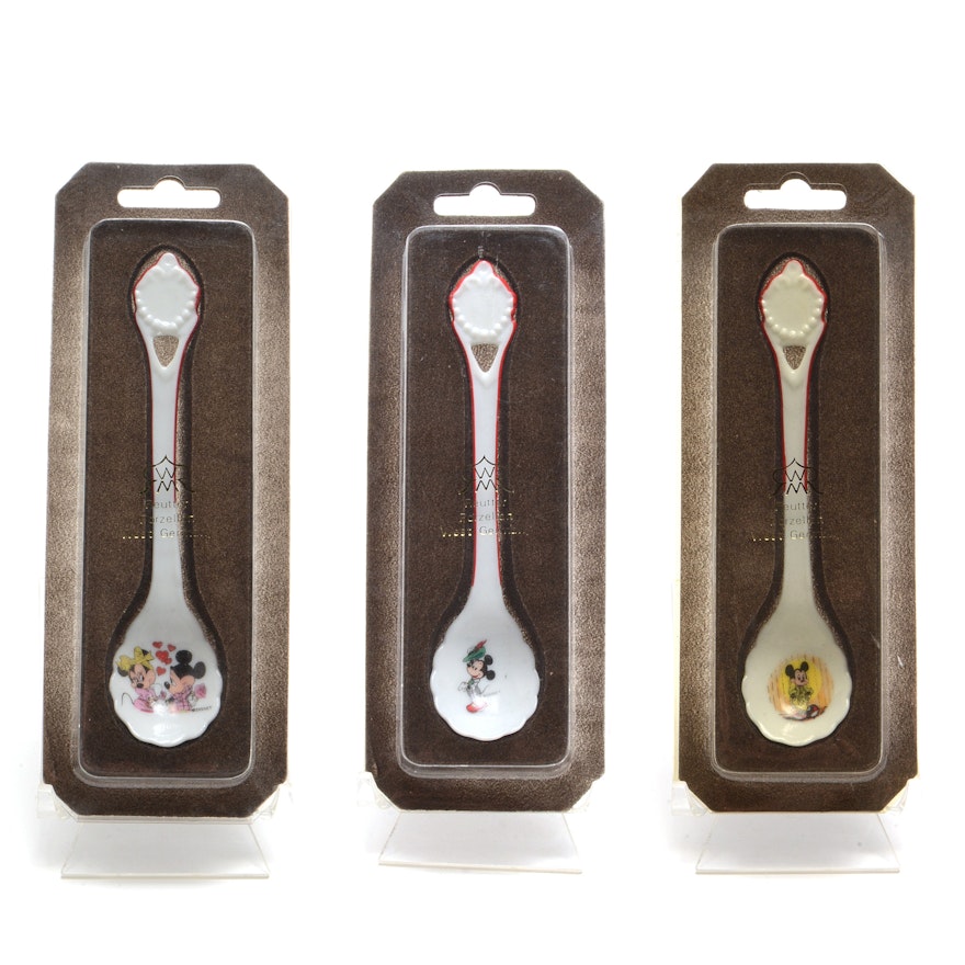 Reutter Porzellan Spoons Featuring Mickey Mouse and Minnie Mouse