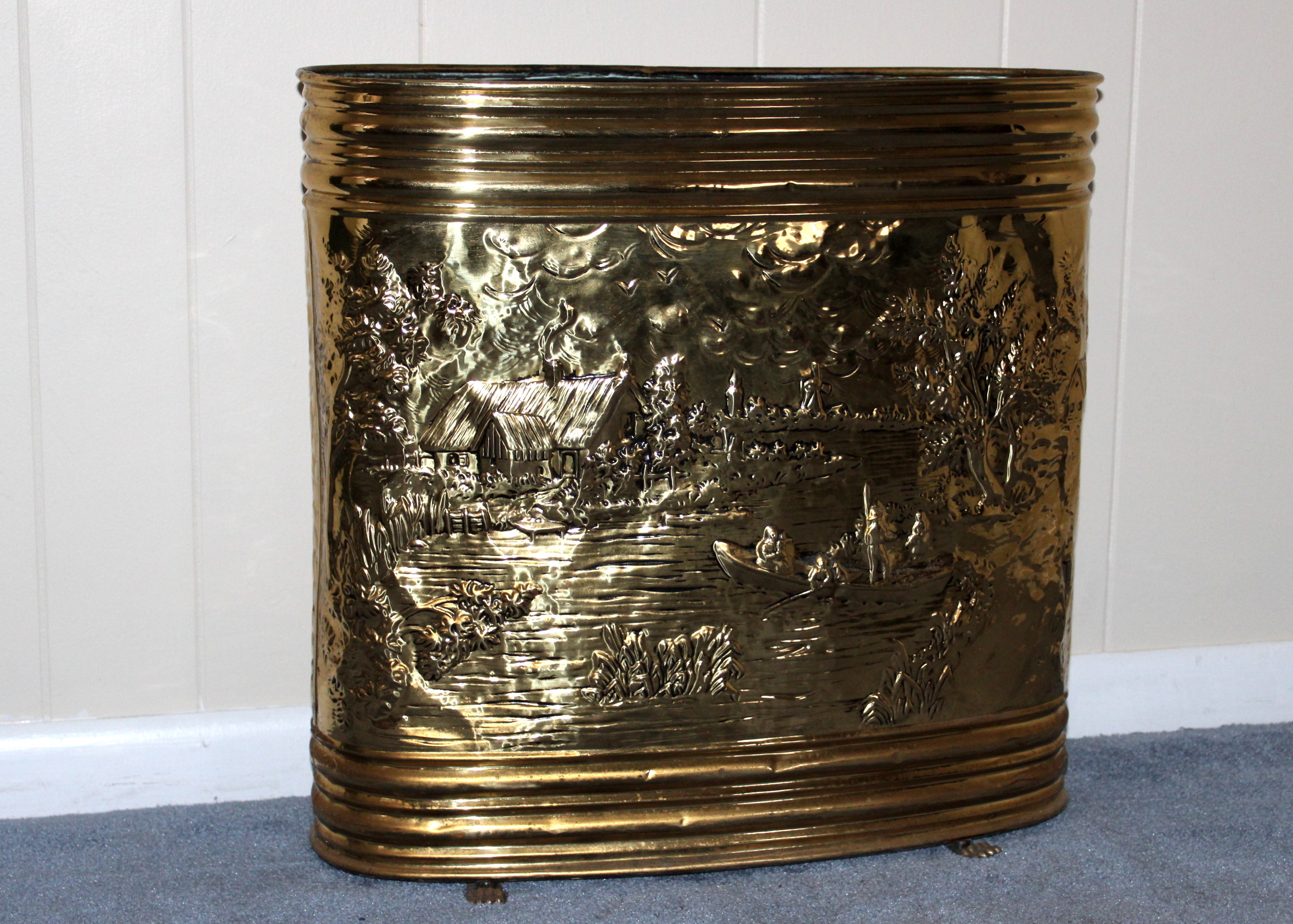 Vintage Brass Firewood Holder