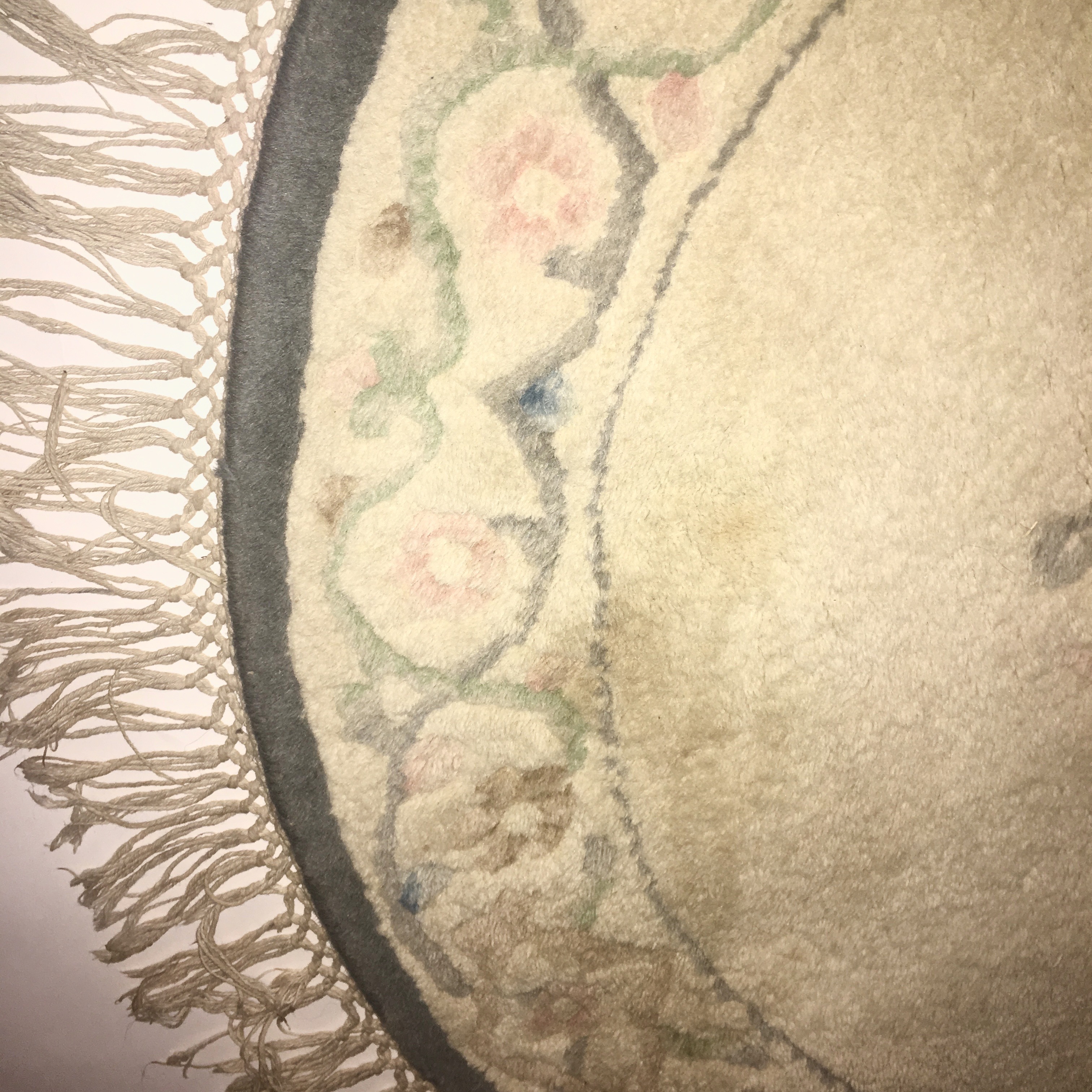 Handknotted Chinese Aubusson-Style Round Area Rug
