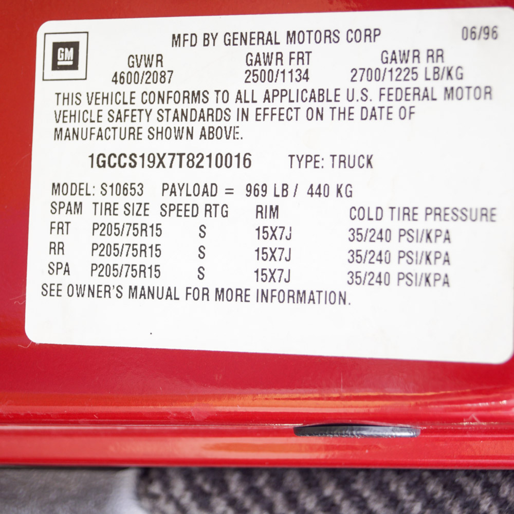 1996 Chevy S10 Pickup Truck