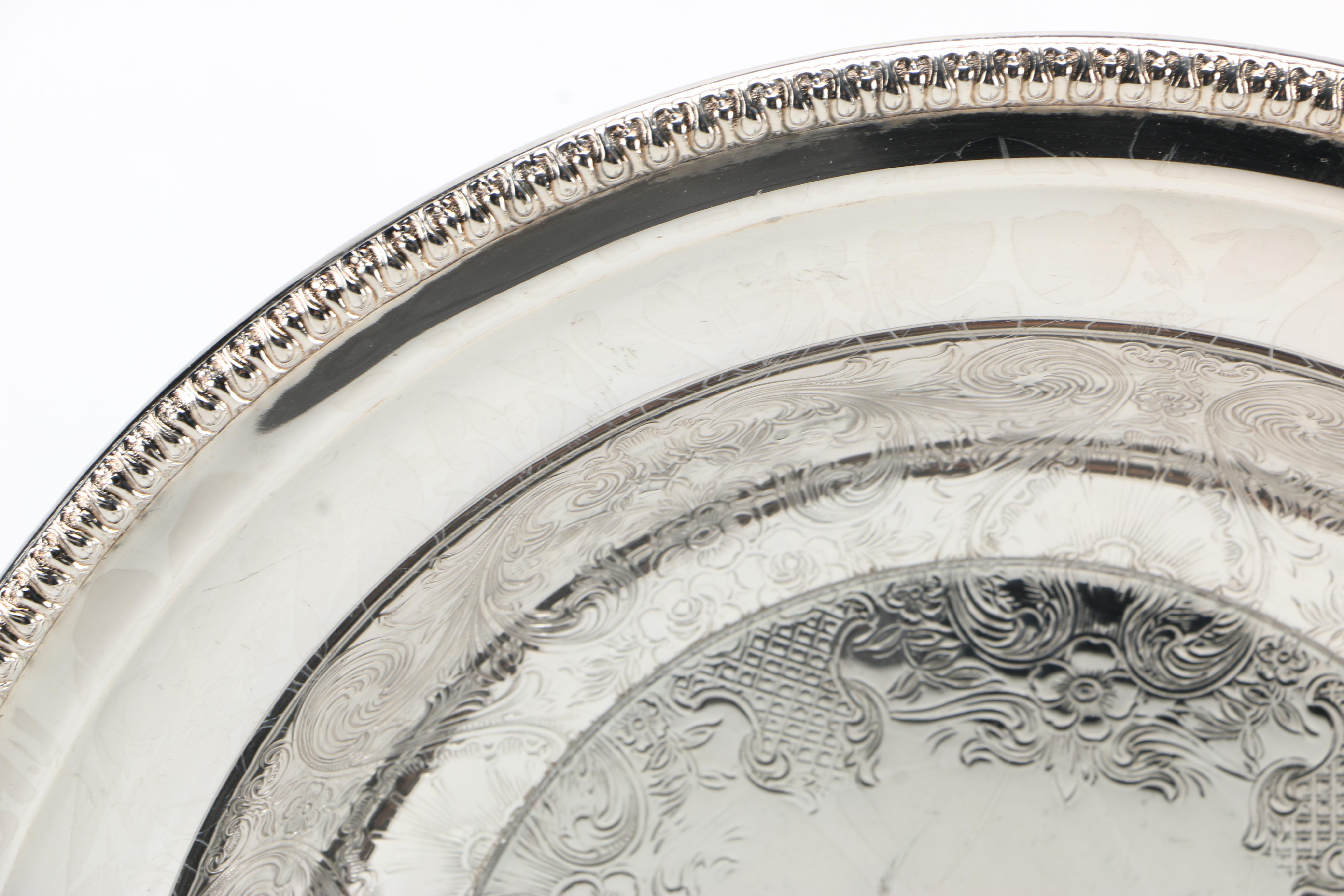 Silver Plate Serving Platters Including Wallace