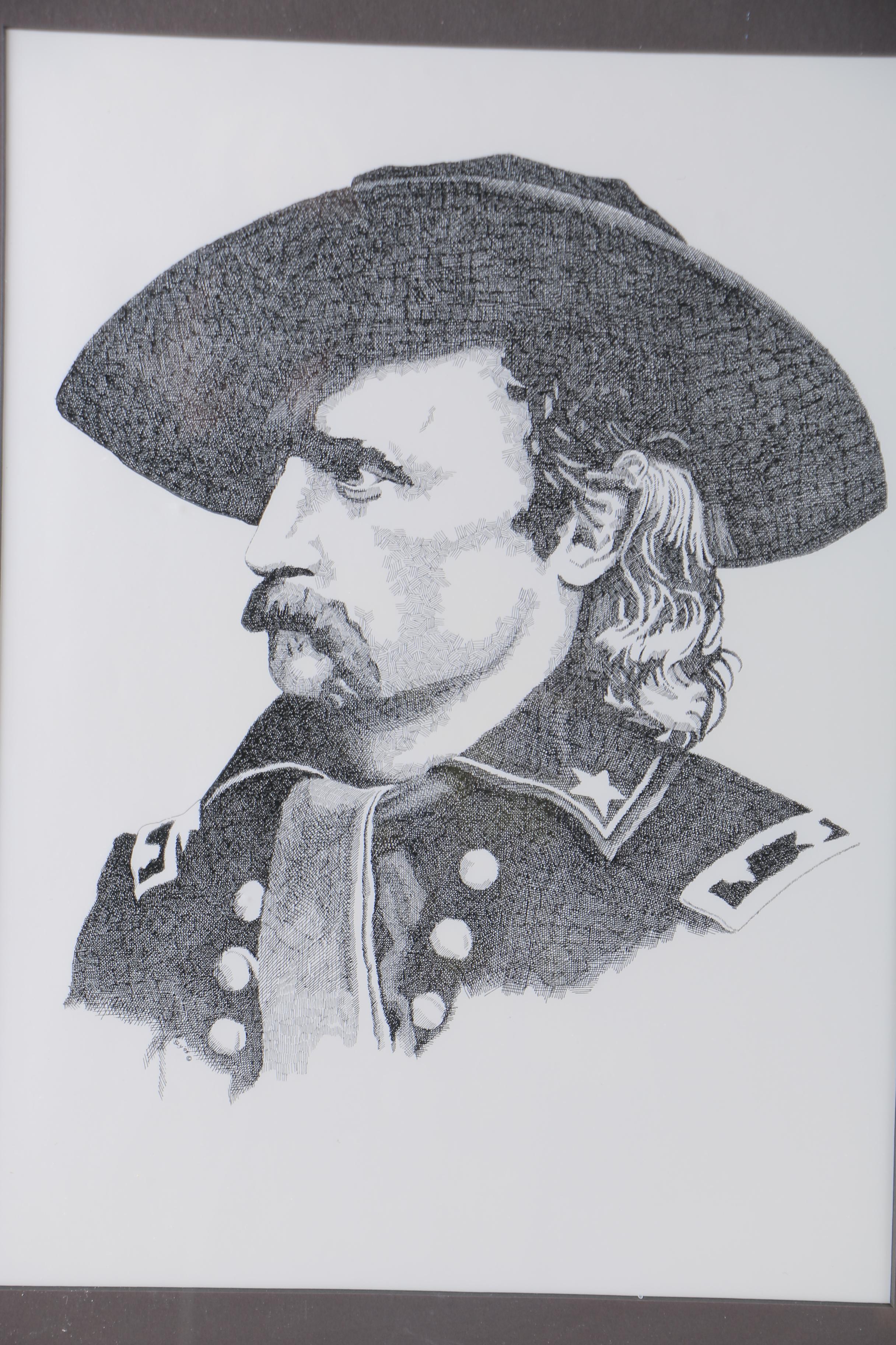 Lithograph after Unsigned Ink Drawing of General George Custer