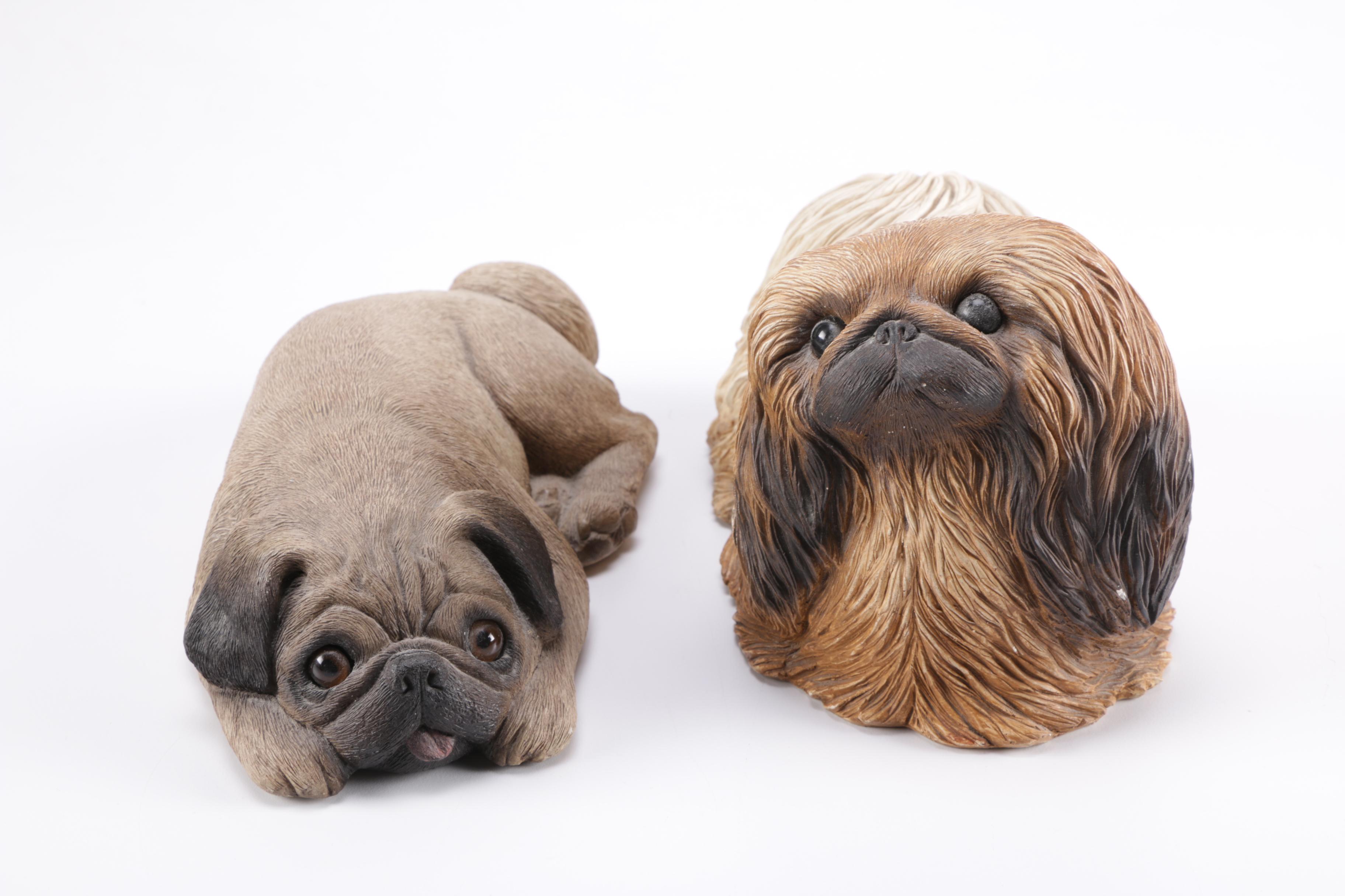 Signed Sandra Brue Sandicast Dog Figurines