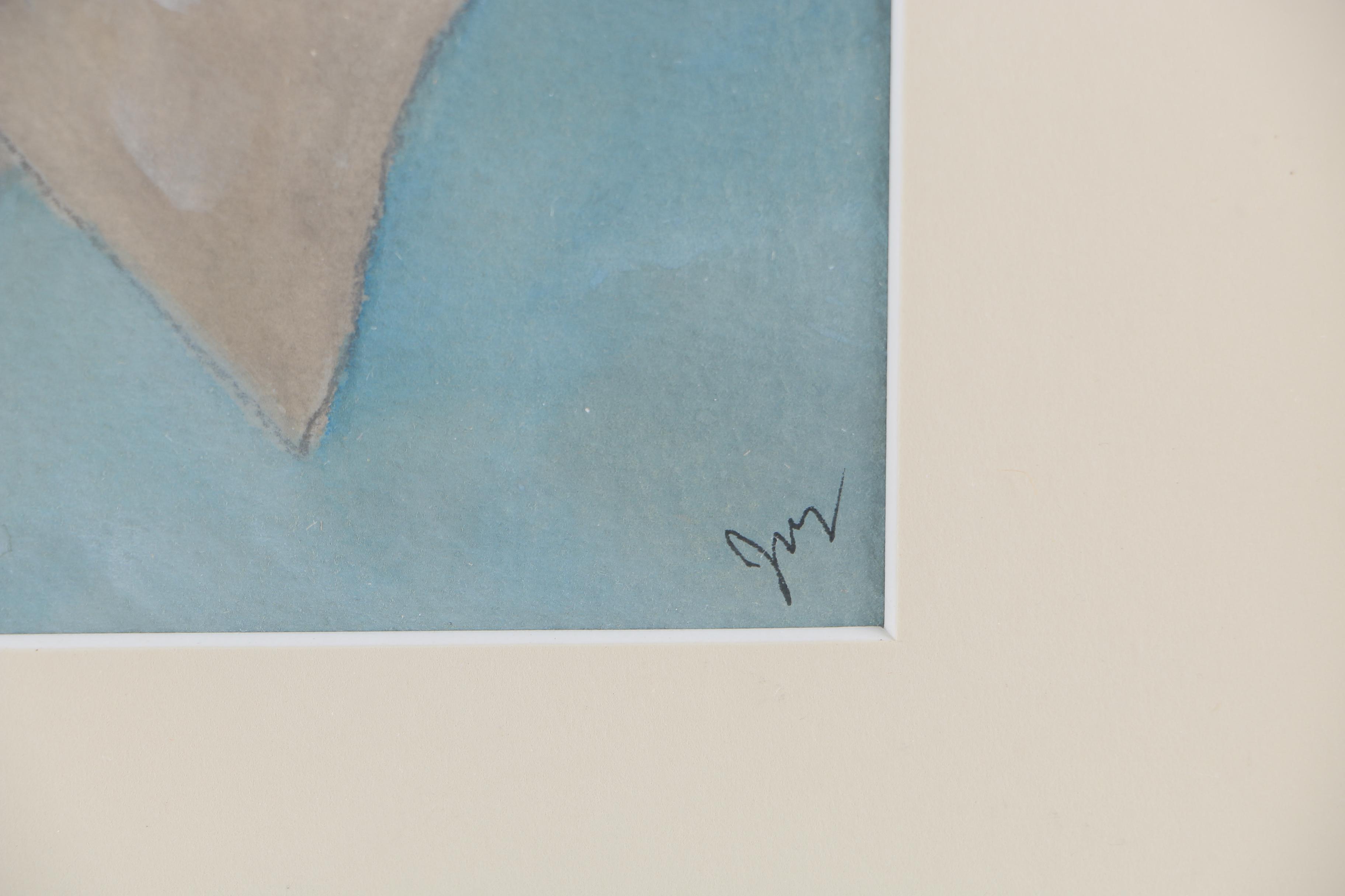 Signed Watercolor Painting of Abstract Flight of Birds