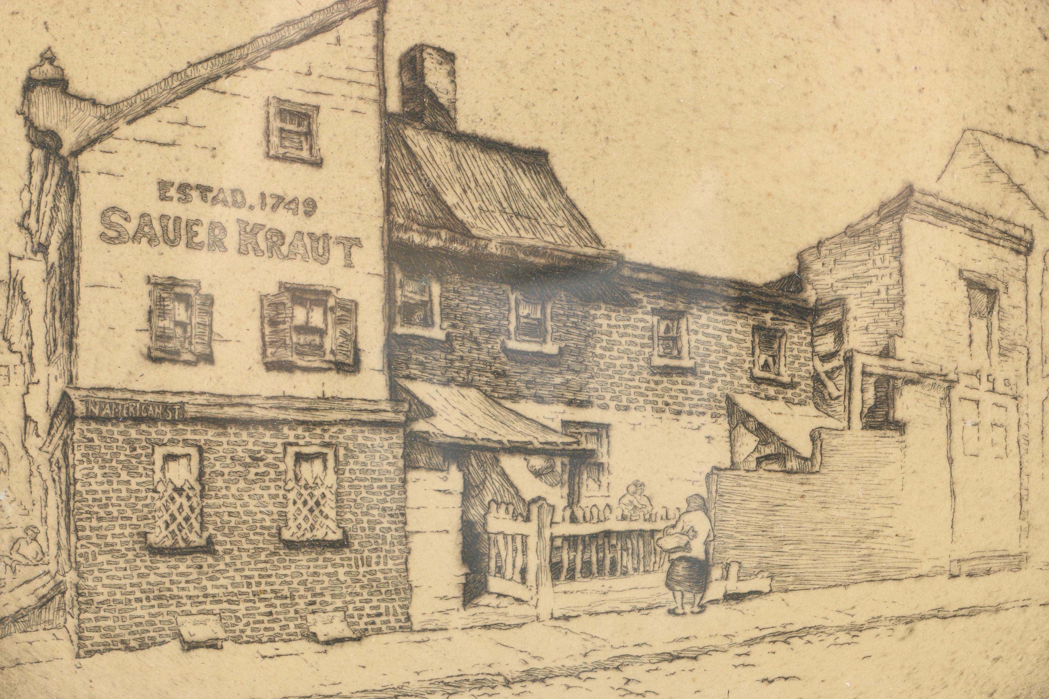 Frederick Robbins Drypoint "America's First - Philadelphia"