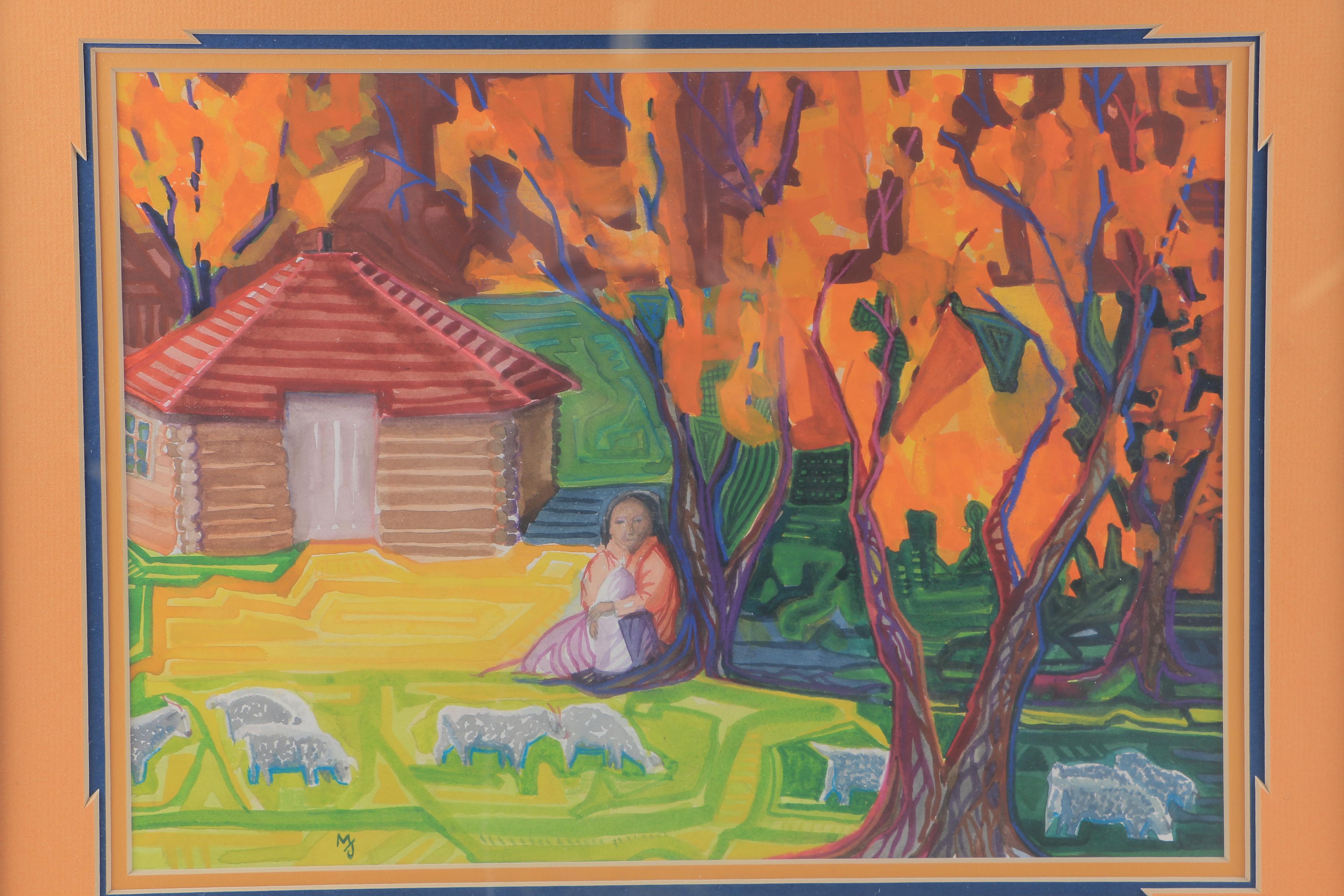 Mary Jane Milz Signed Original Mixed Media Painting