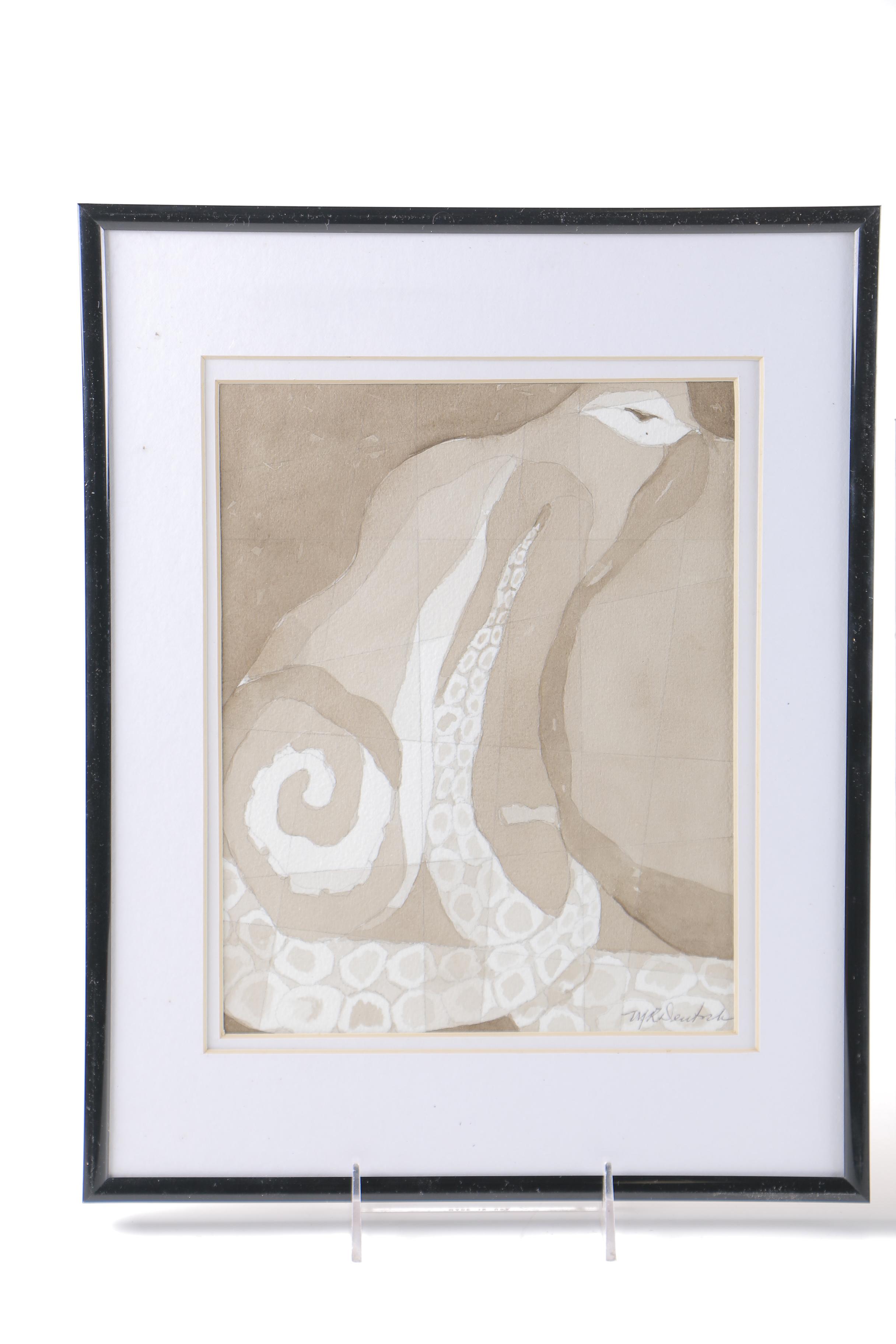 M. R. Deutsch Watercolor Paintings on Paper of Octopus
