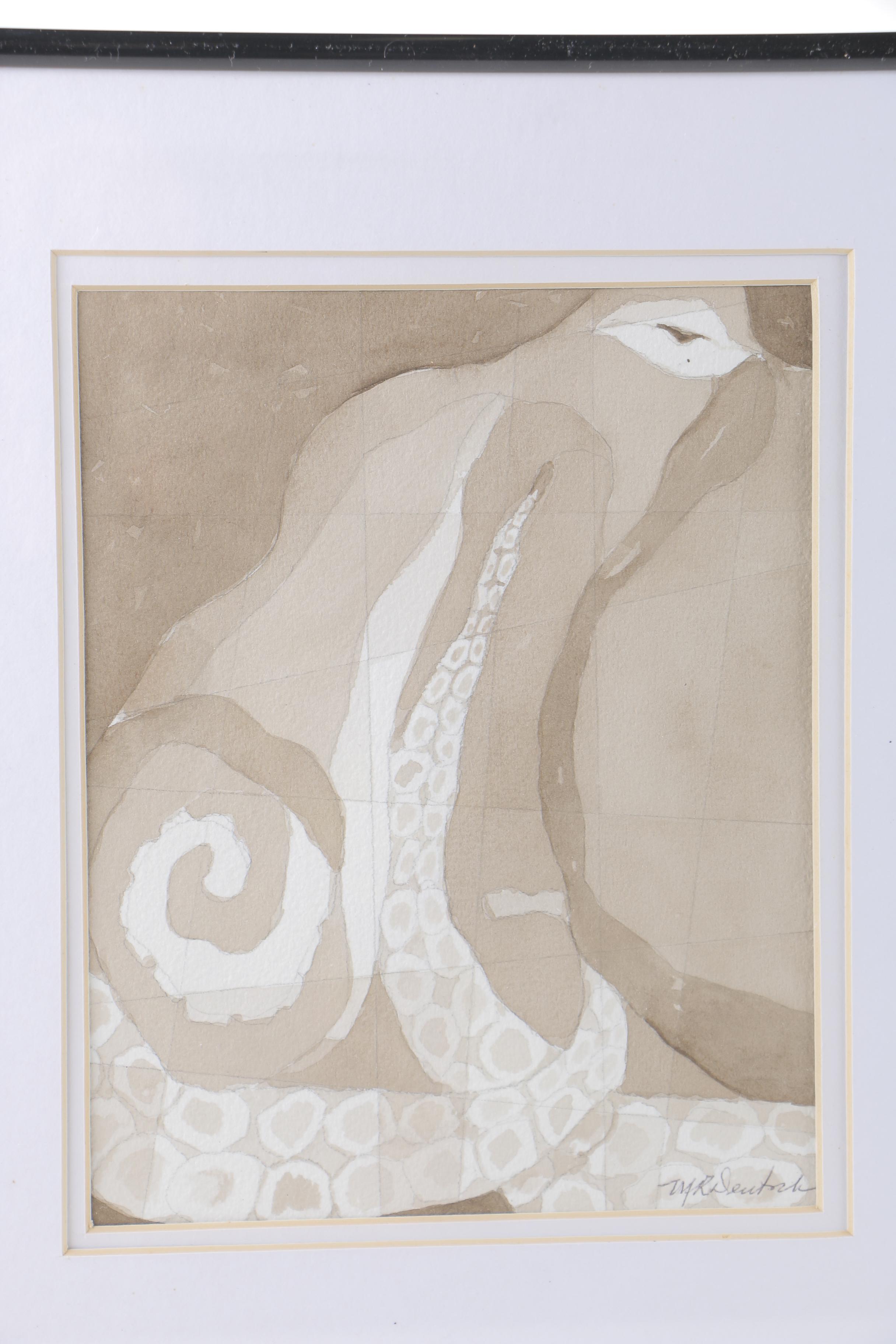 M. R. Deutsch Watercolor Paintings on Paper of Octopus