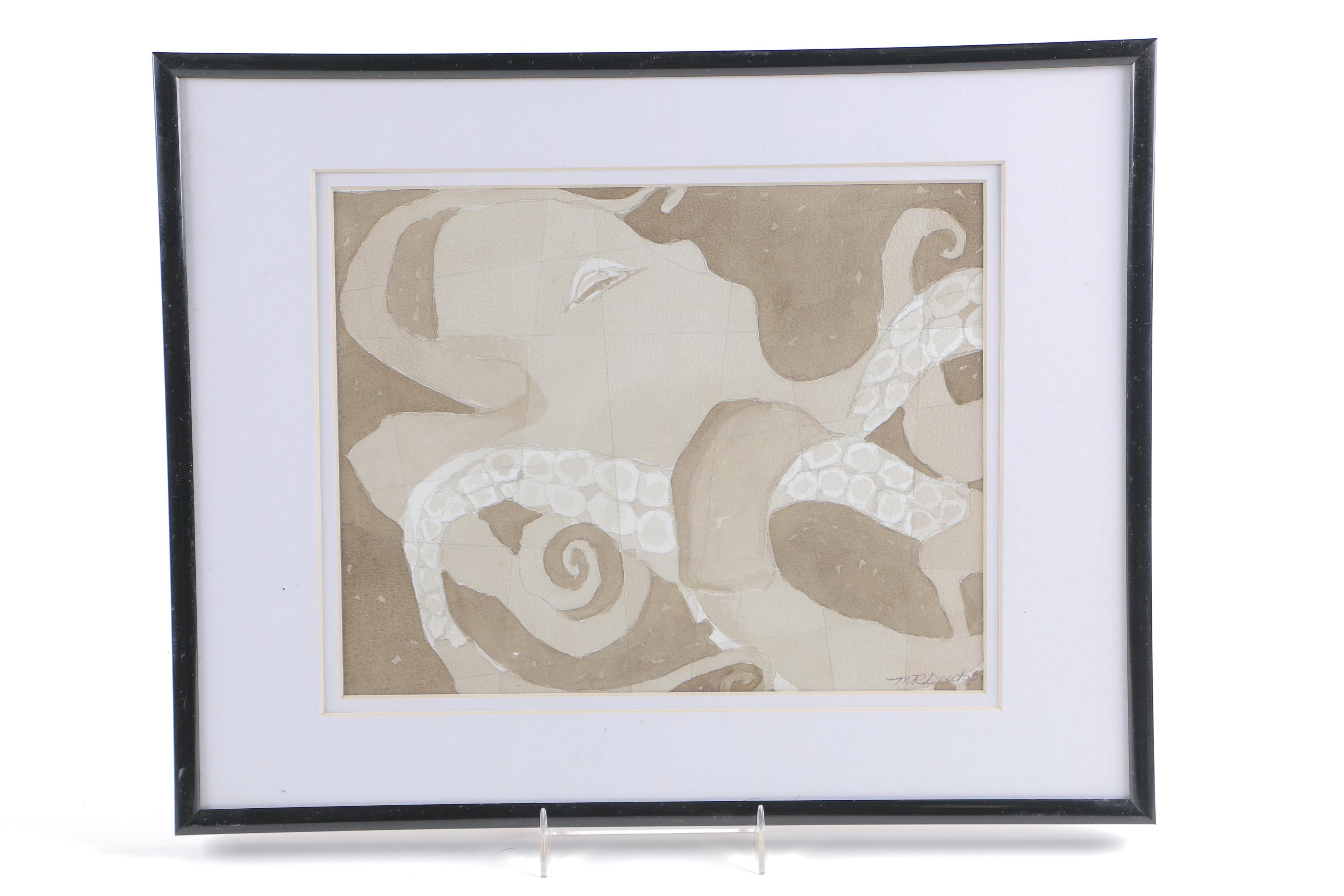 M. R. Deutsch Watercolor Paintings on Paper of Octopus