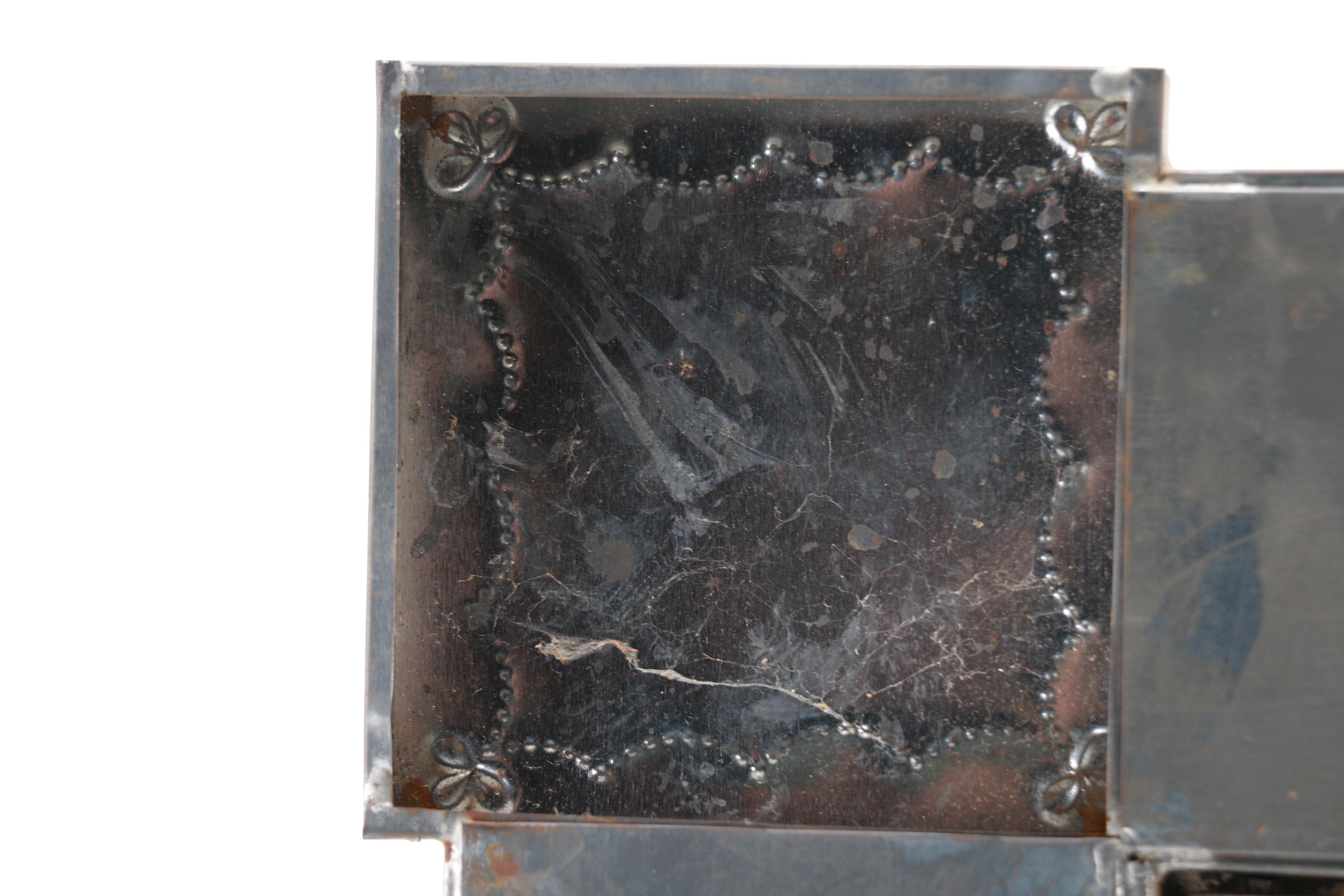 Hammered Metal and Hand-Painted Tile Frame Mirror