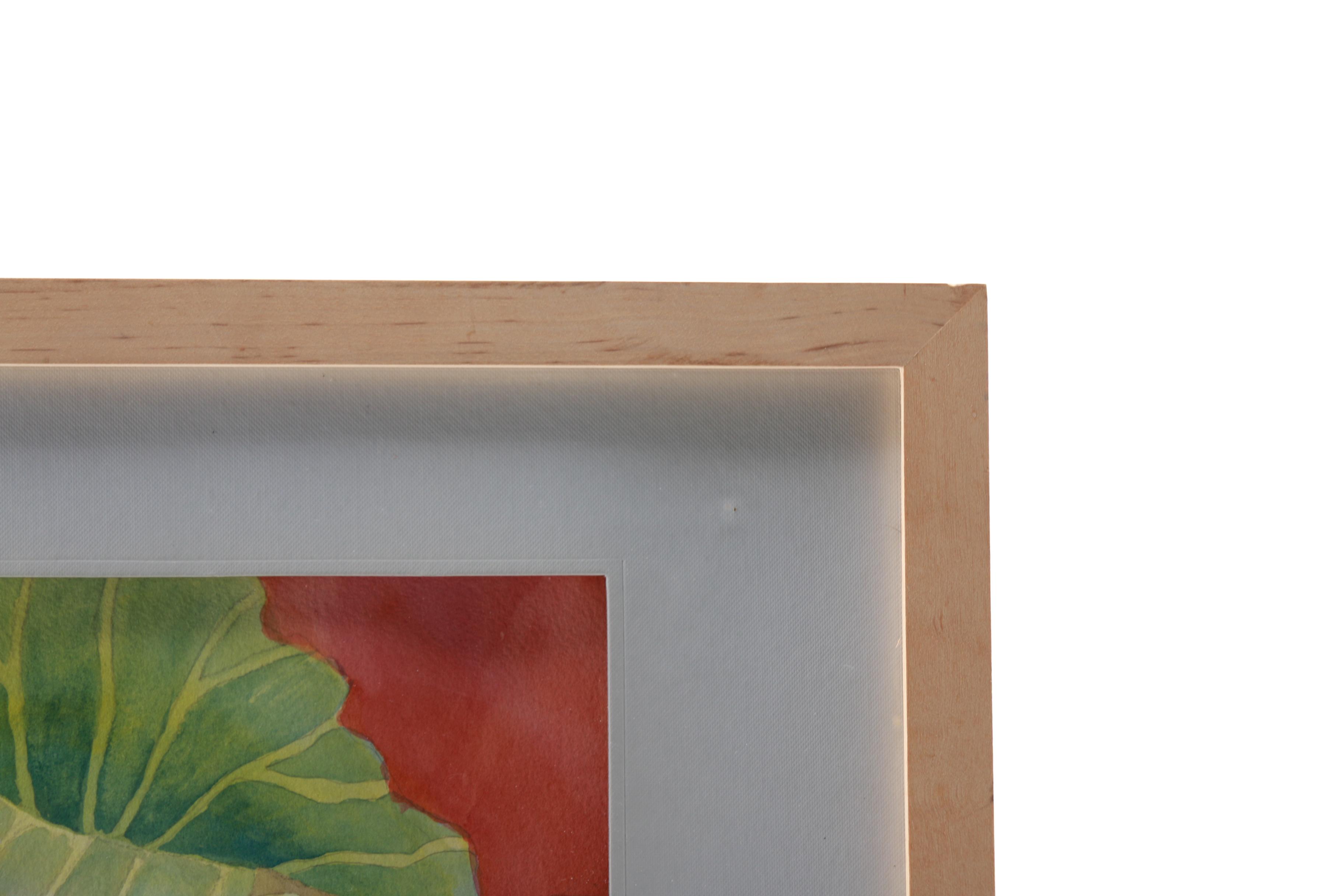 Original Watercolor on Woven Paper of Cabbage Leaves