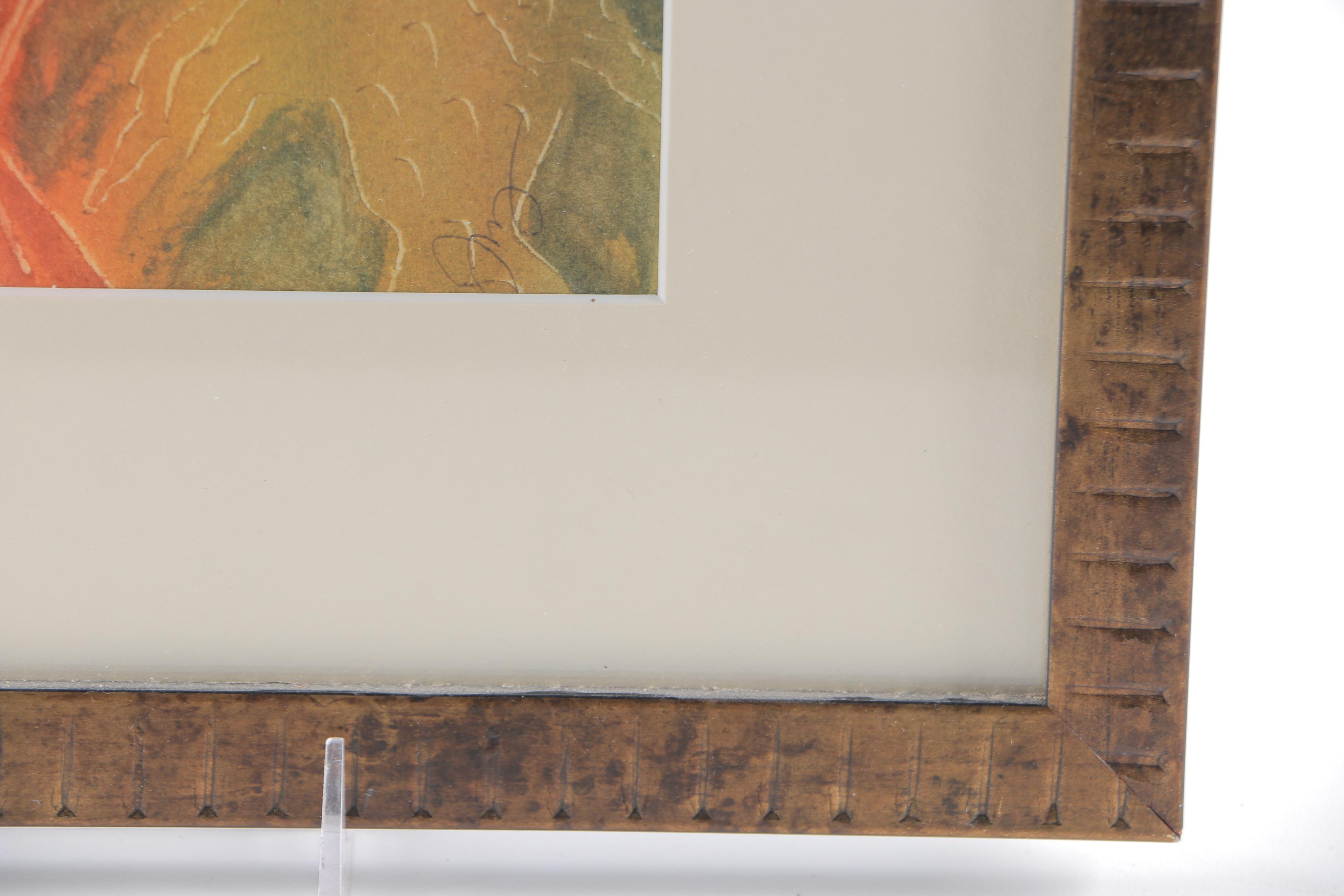 Signed Watercolor Painting Fall Leaves