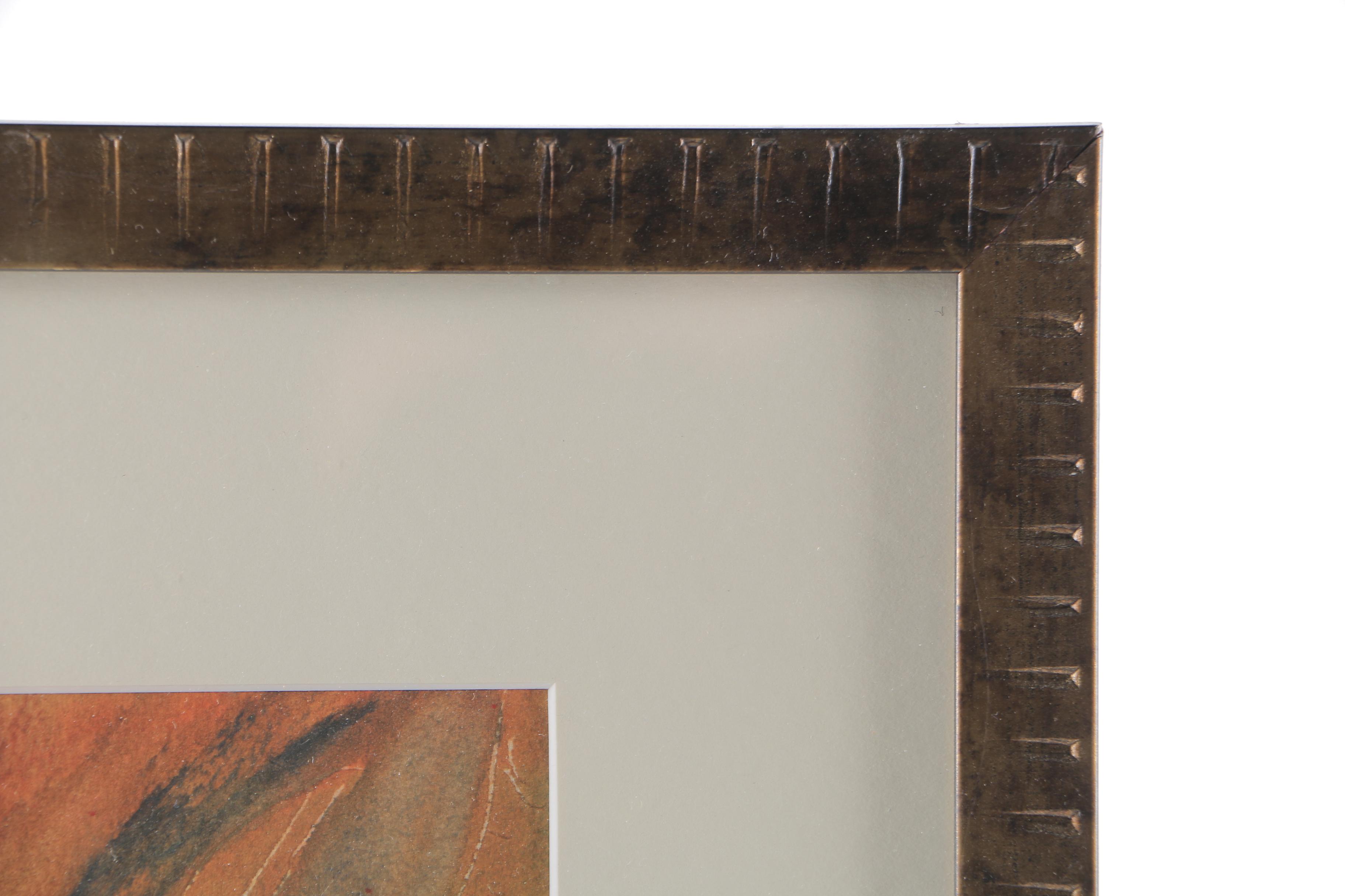 Signed Watercolor Painting Fall Leaves