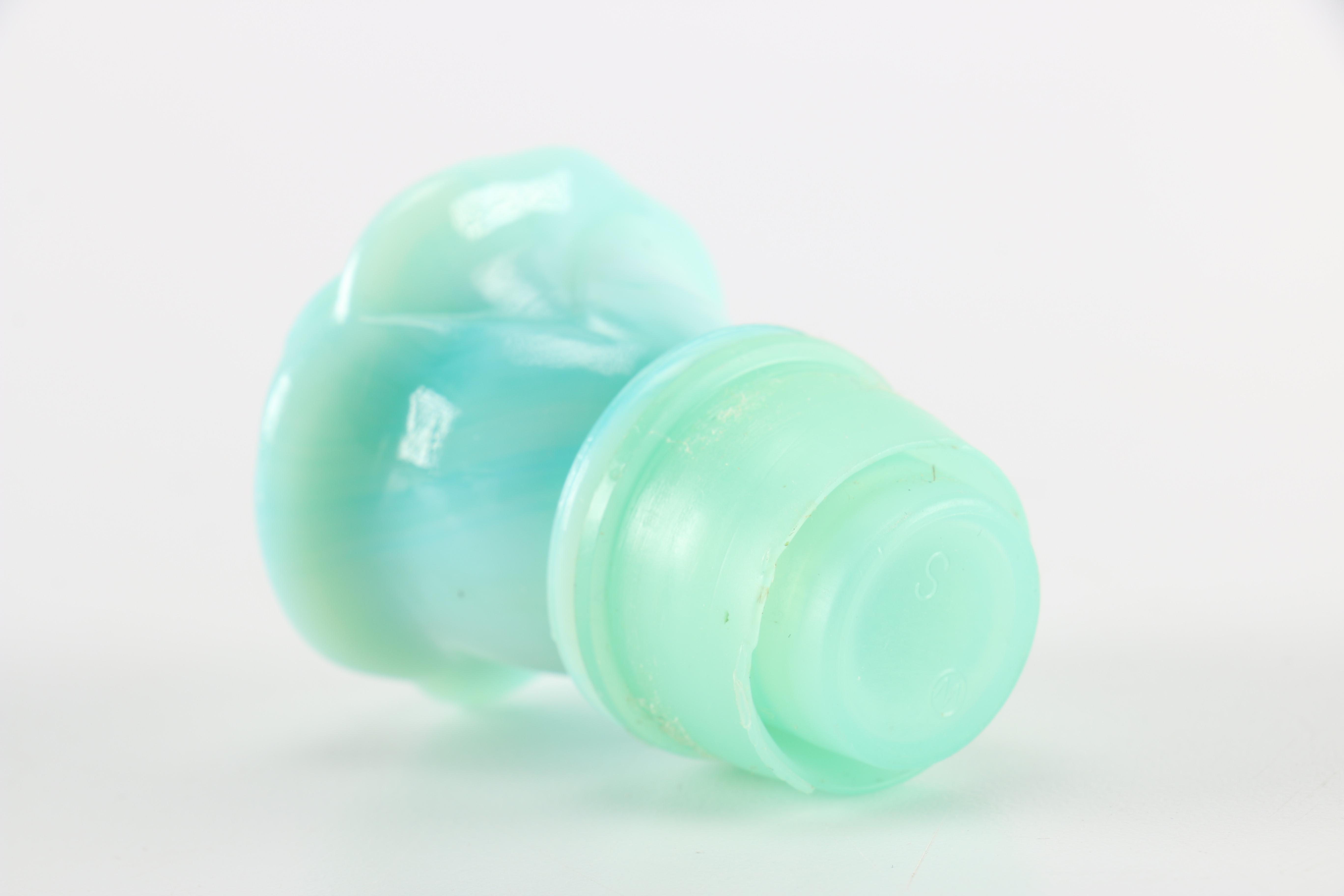 Circa 1970s Avon Moonwind Foaming Bath Oil Jadeite Glass Pitcher and Bowl