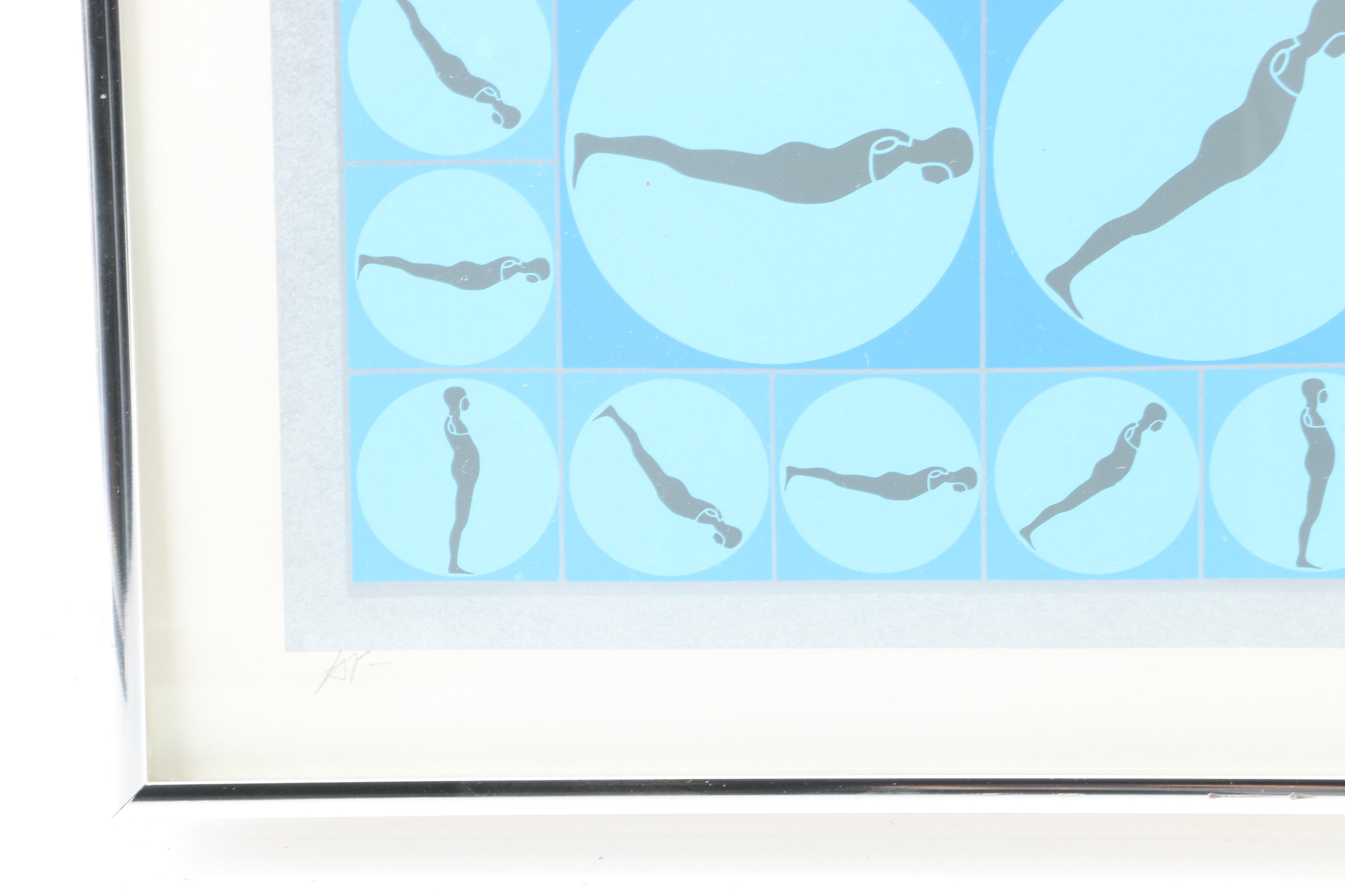 Ernest Trova Artist Proof Serigraph "Falling Man Manscape"