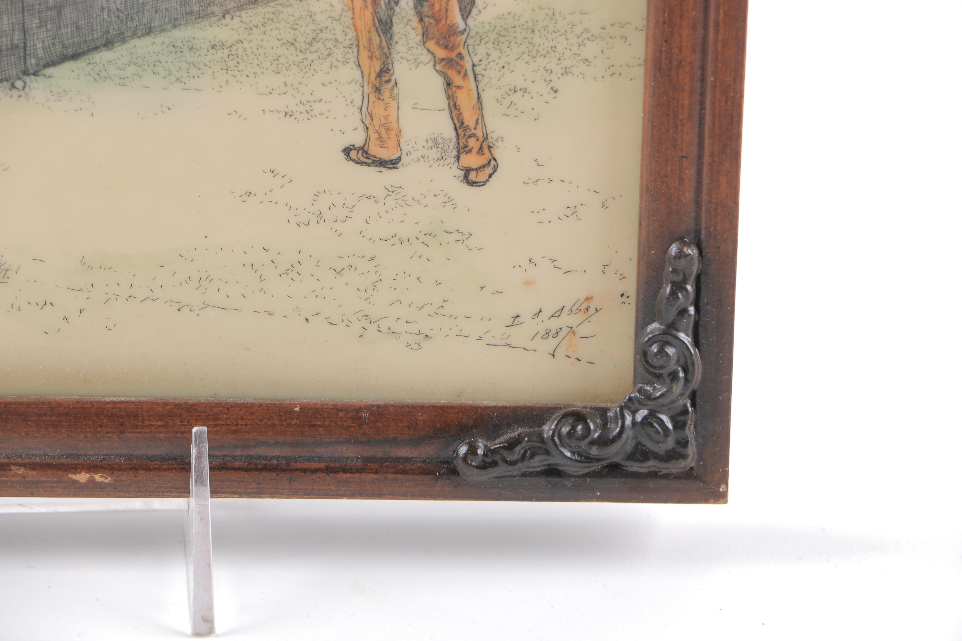 After Edwin Abbey Cultured Ivory Engraving of "Tennis Match"