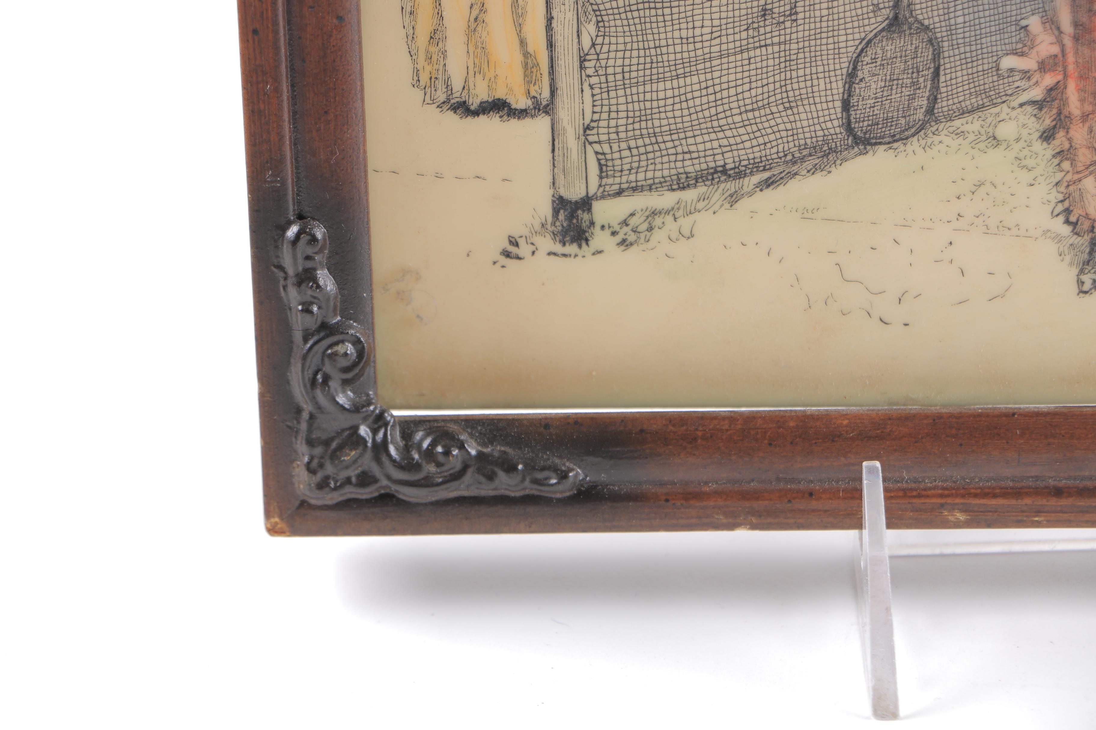 After Edwin Abbey Cultured Ivory Engraving of "Tennis Match"