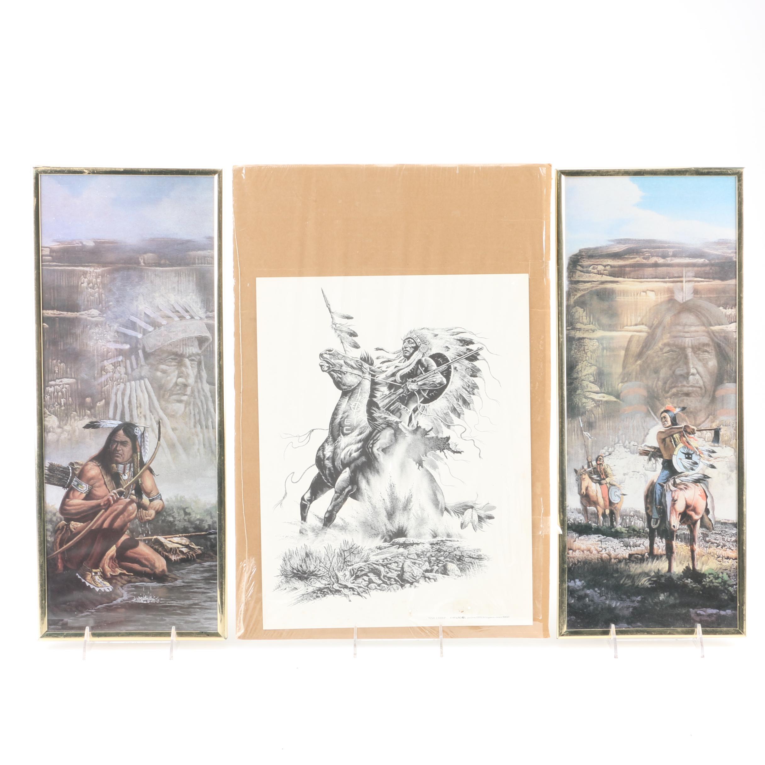 Offset Lithographs and Etching of Native American Scenes