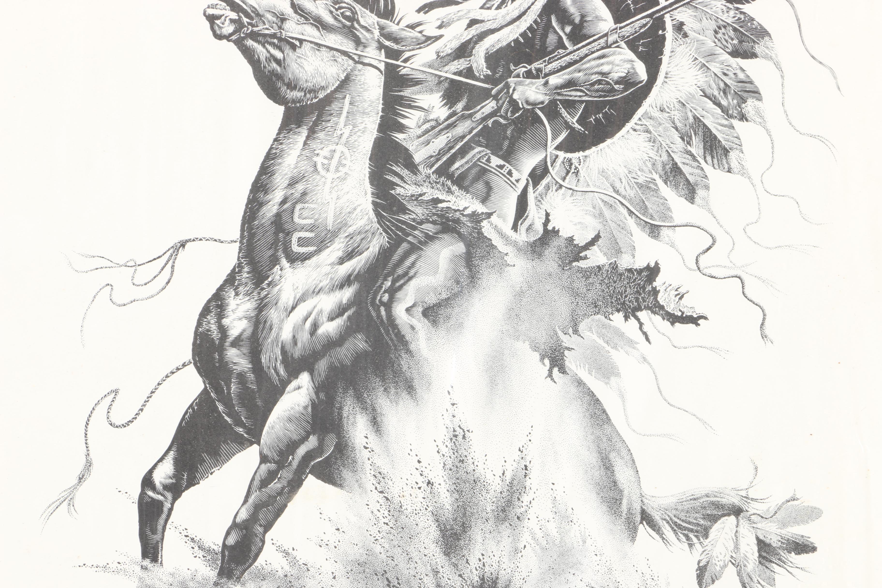 Offset Lithographs and Etching of Native American Scenes