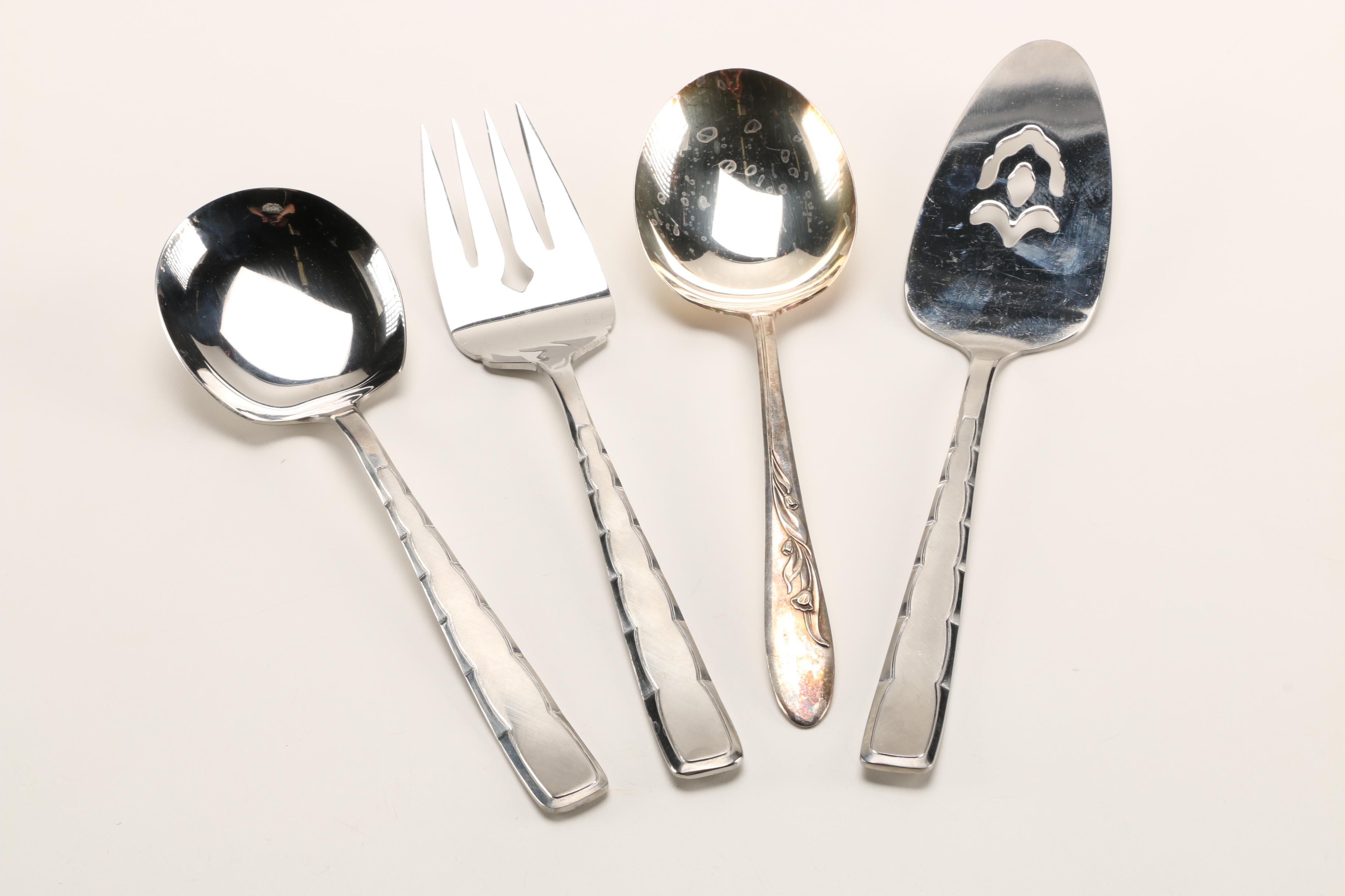 Stainless Steel and Silver Plate Flatware Including Queen Esther