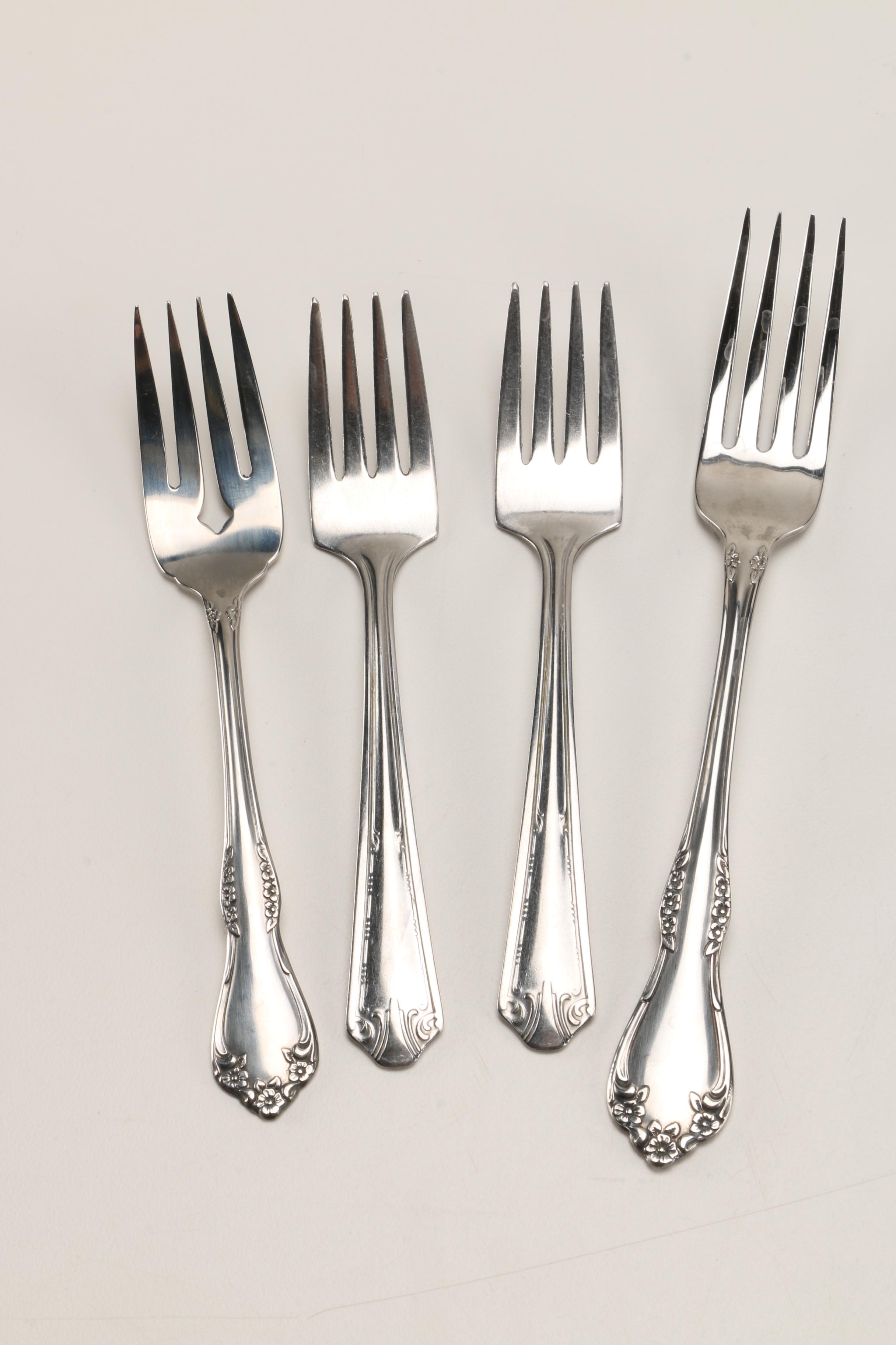 Stainless Steel and Silver Plate Flatware Including Queen Esther