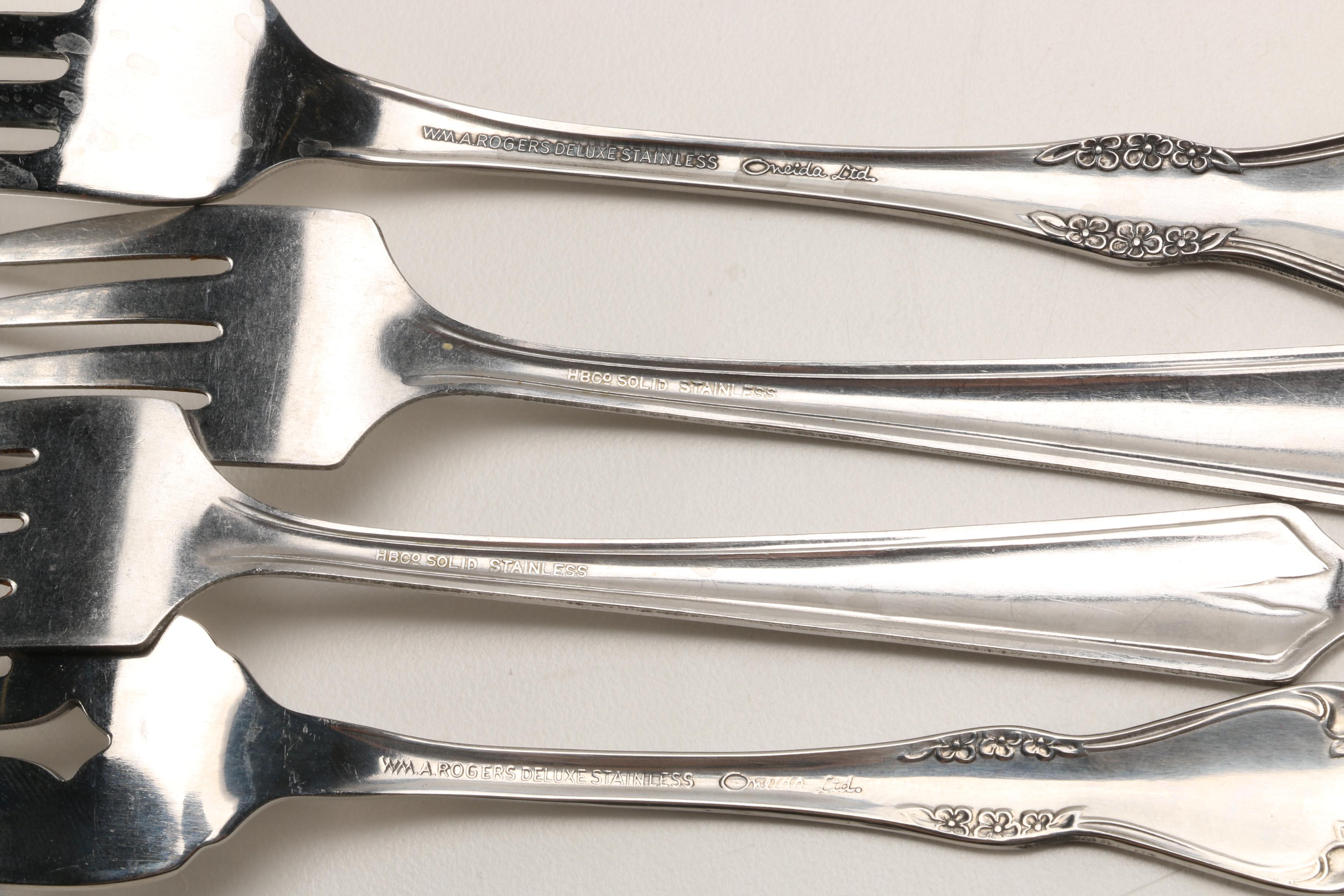 Stainless Steel and Silver Plate Flatware Including Queen Esther