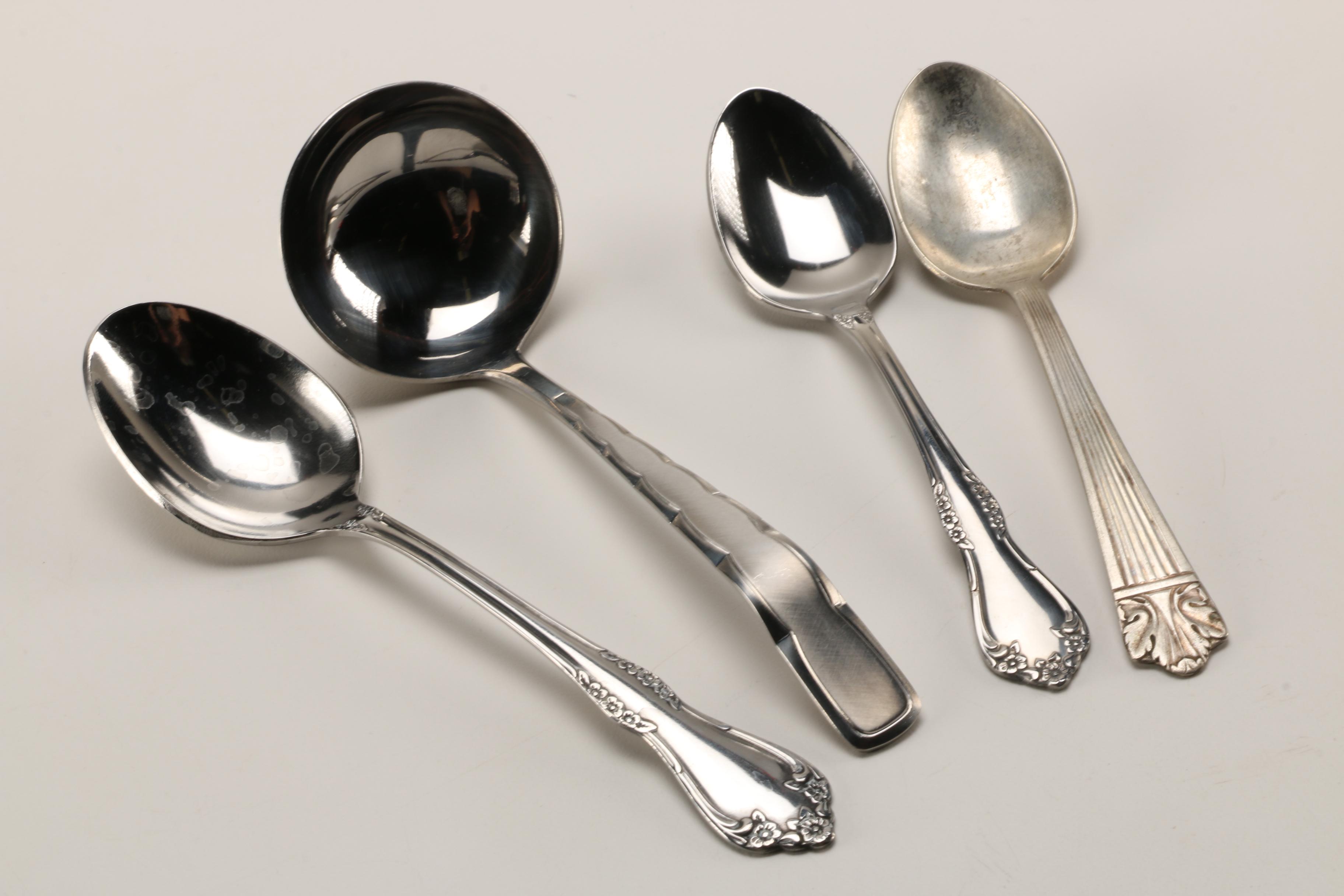 Stainless Steel and Silver Plate Flatware Including Queen Esther