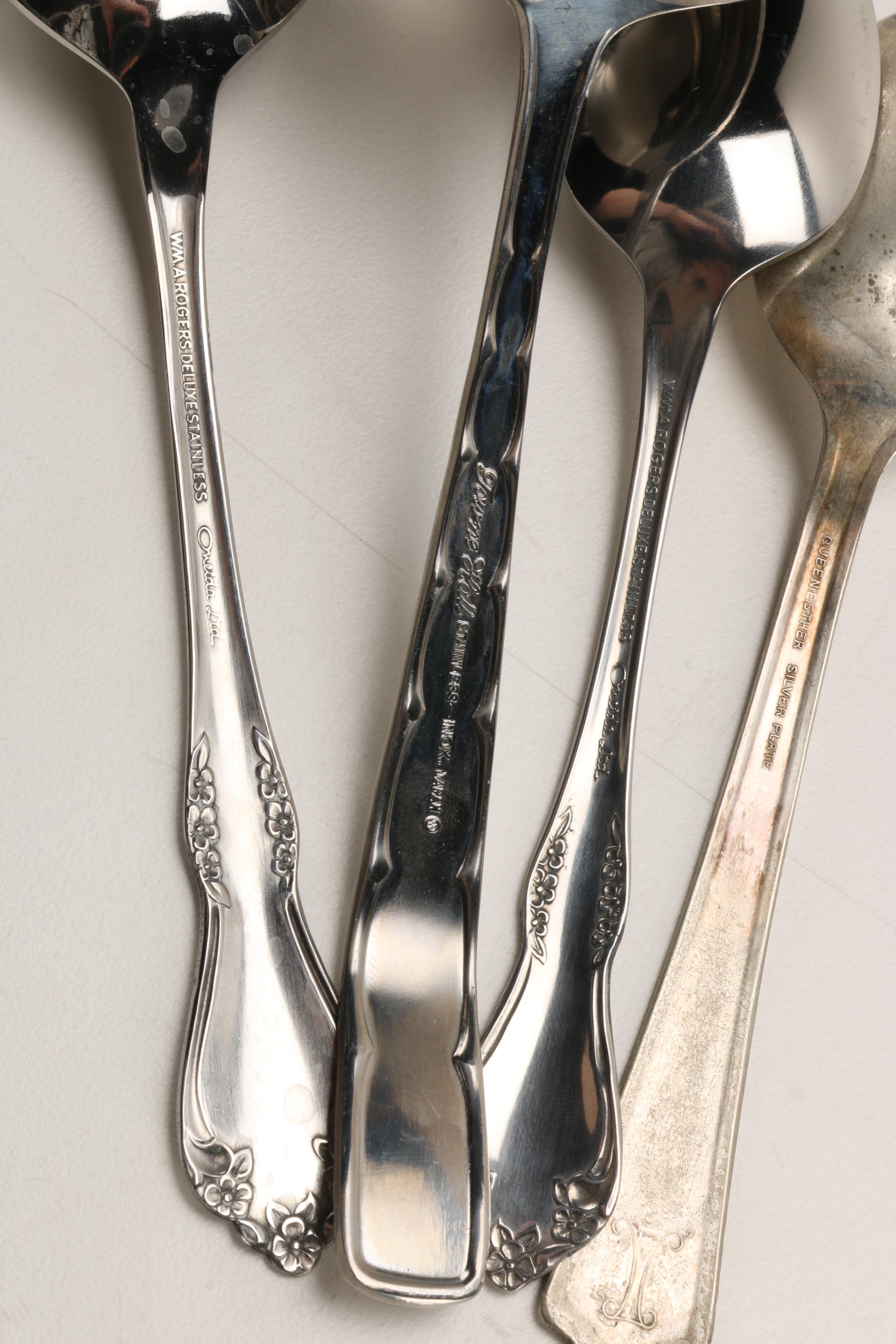 Stainless Steel and Silver Plate Flatware Including Queen Esther