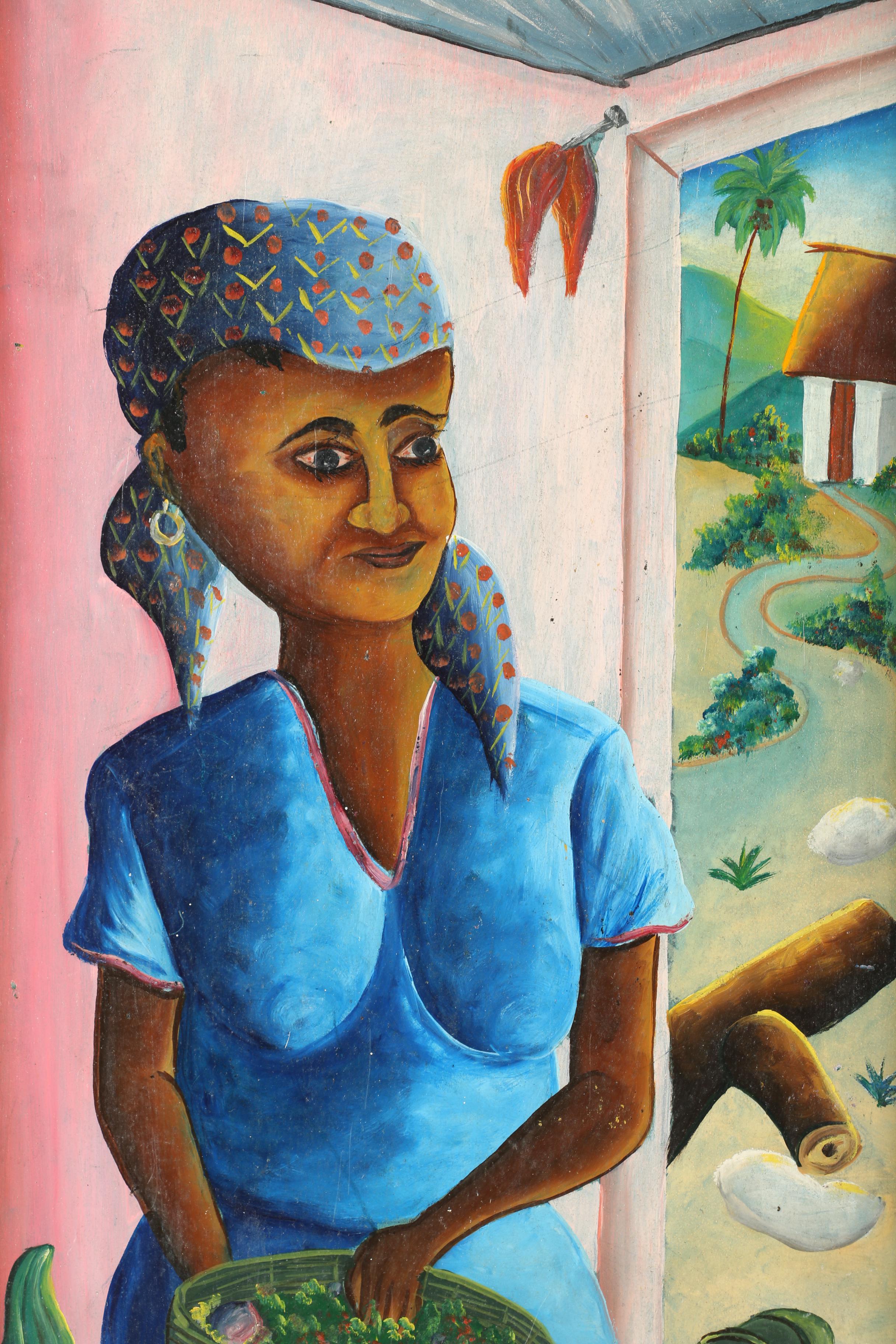 D. Rouzita Oil Painting on Masonite of a Haitian Woman
