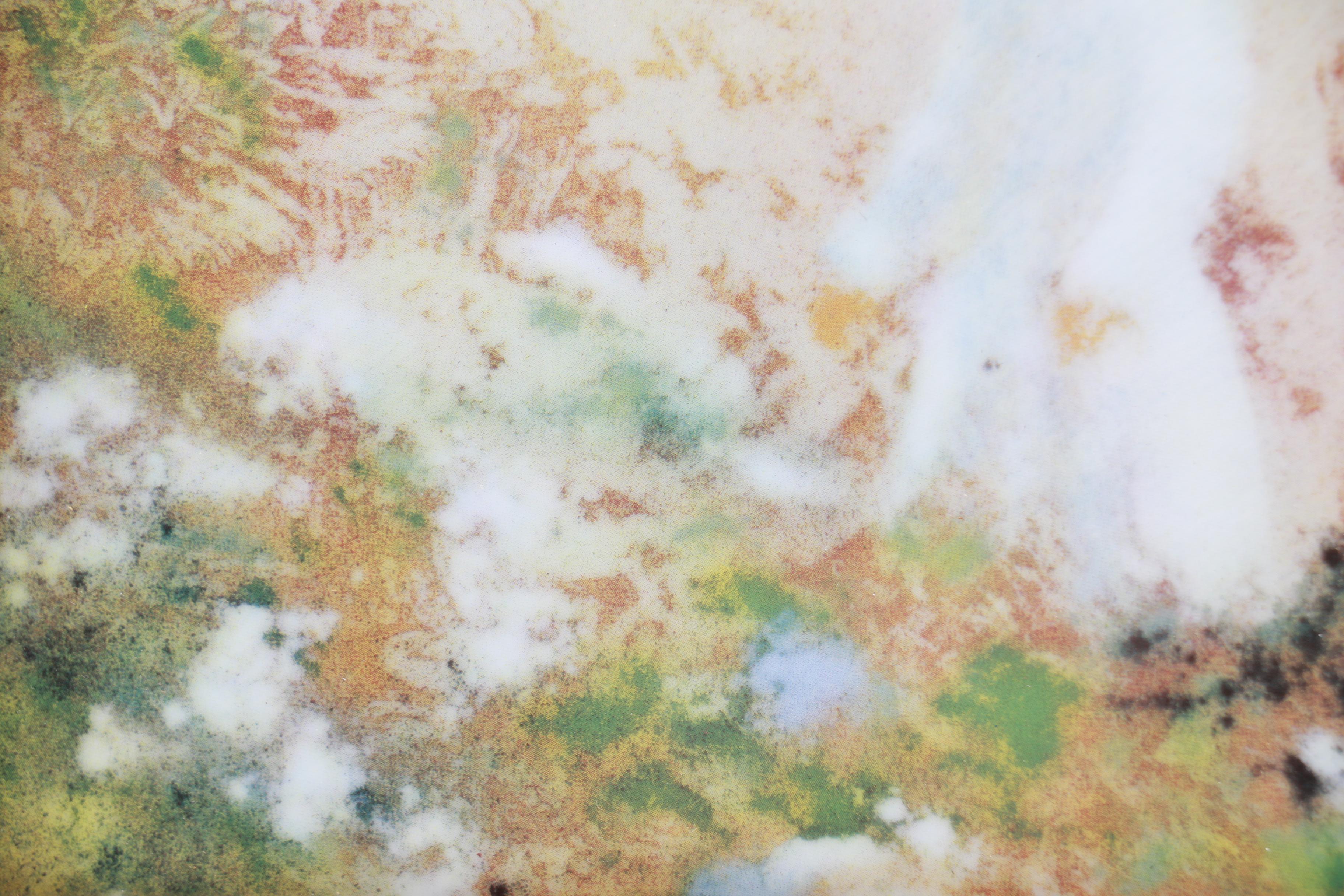 M. Kump Chromolithograph on Porcelain of Woman in a Field