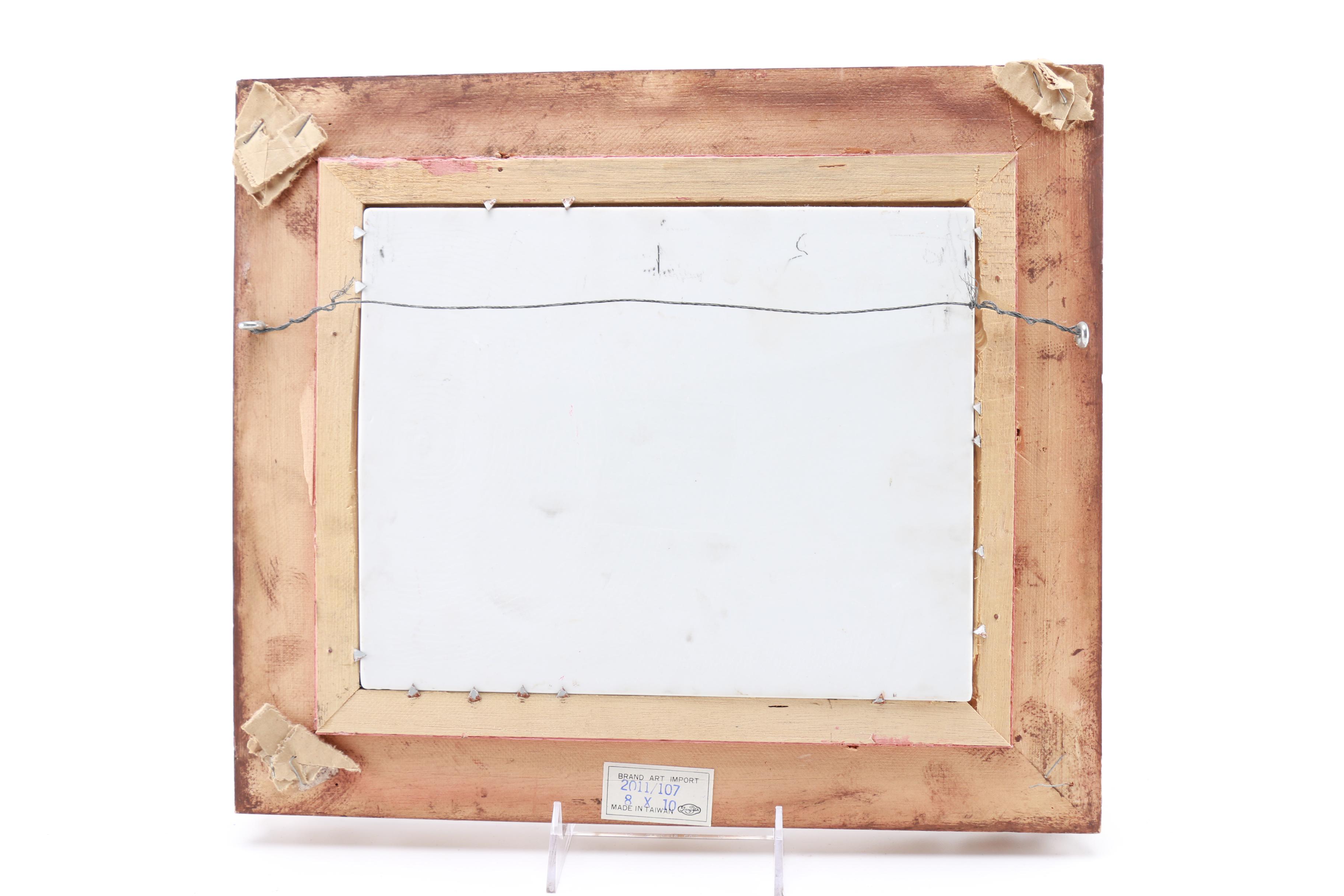 M. Kump Chromolithograph on Porcelain of Woman in a Field