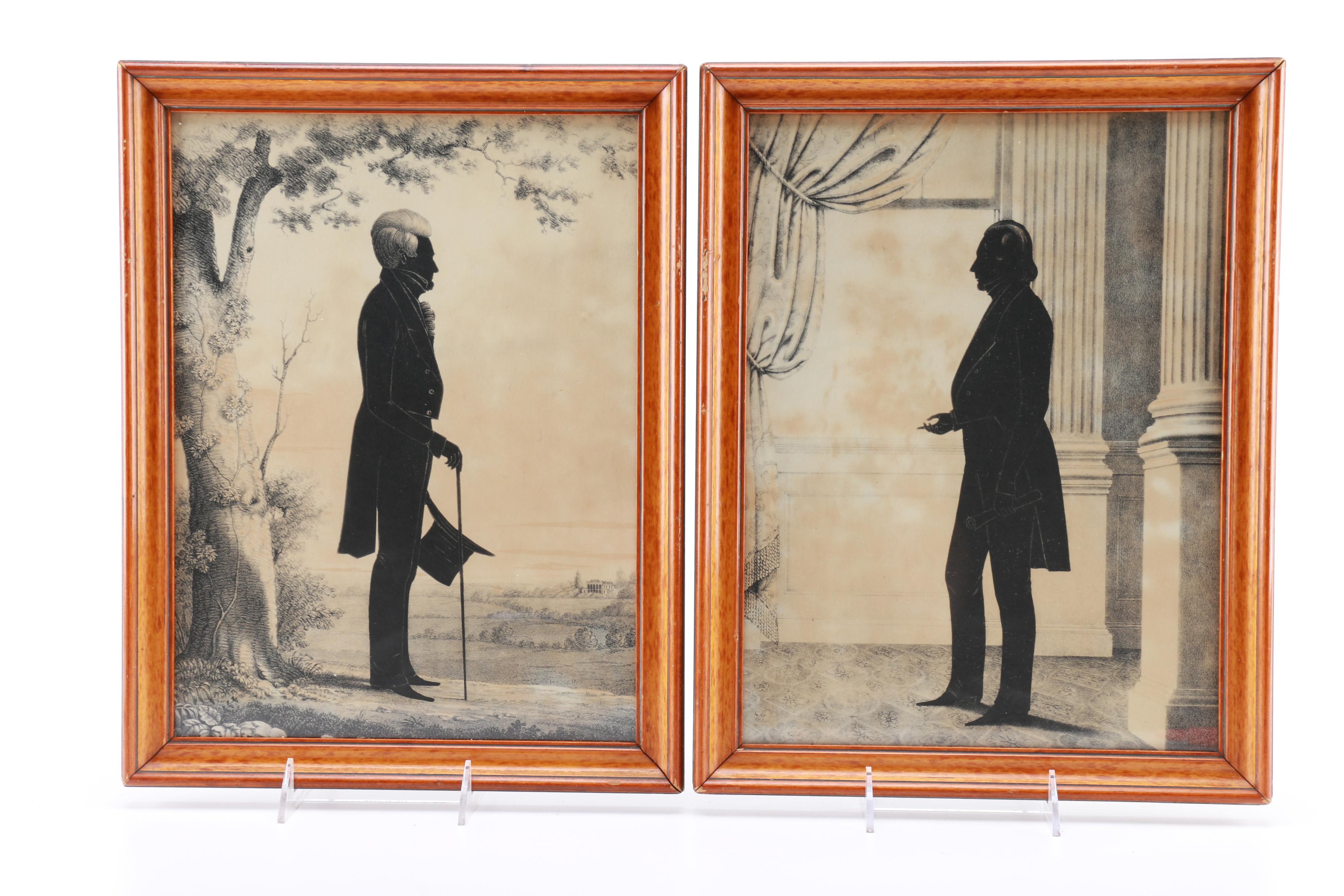 After William H. Brown Silhouette Lithographs of Andrew Jackson and Henry Clay