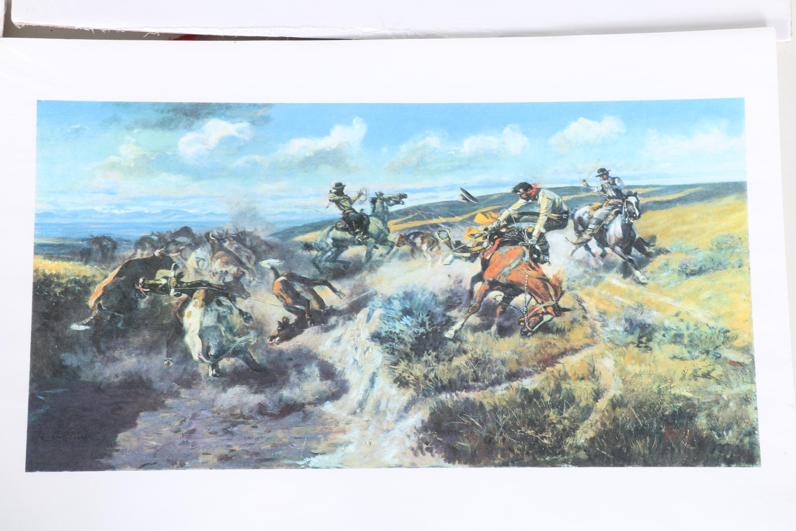 Charles Marion Russell Offset Lithographs of Old West Scenes