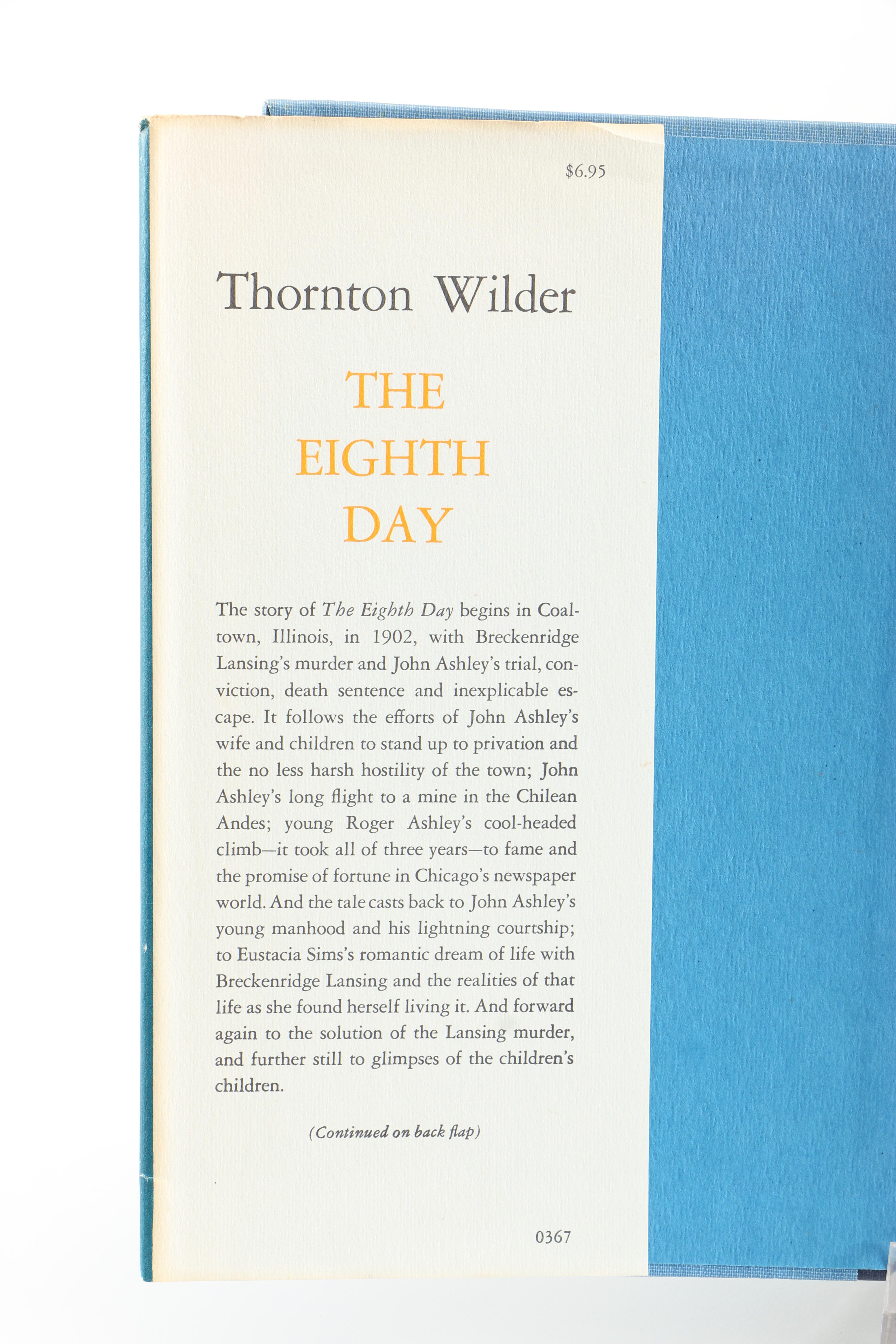 1967 First Edition "The Eighth Day" by Thornton Wilder