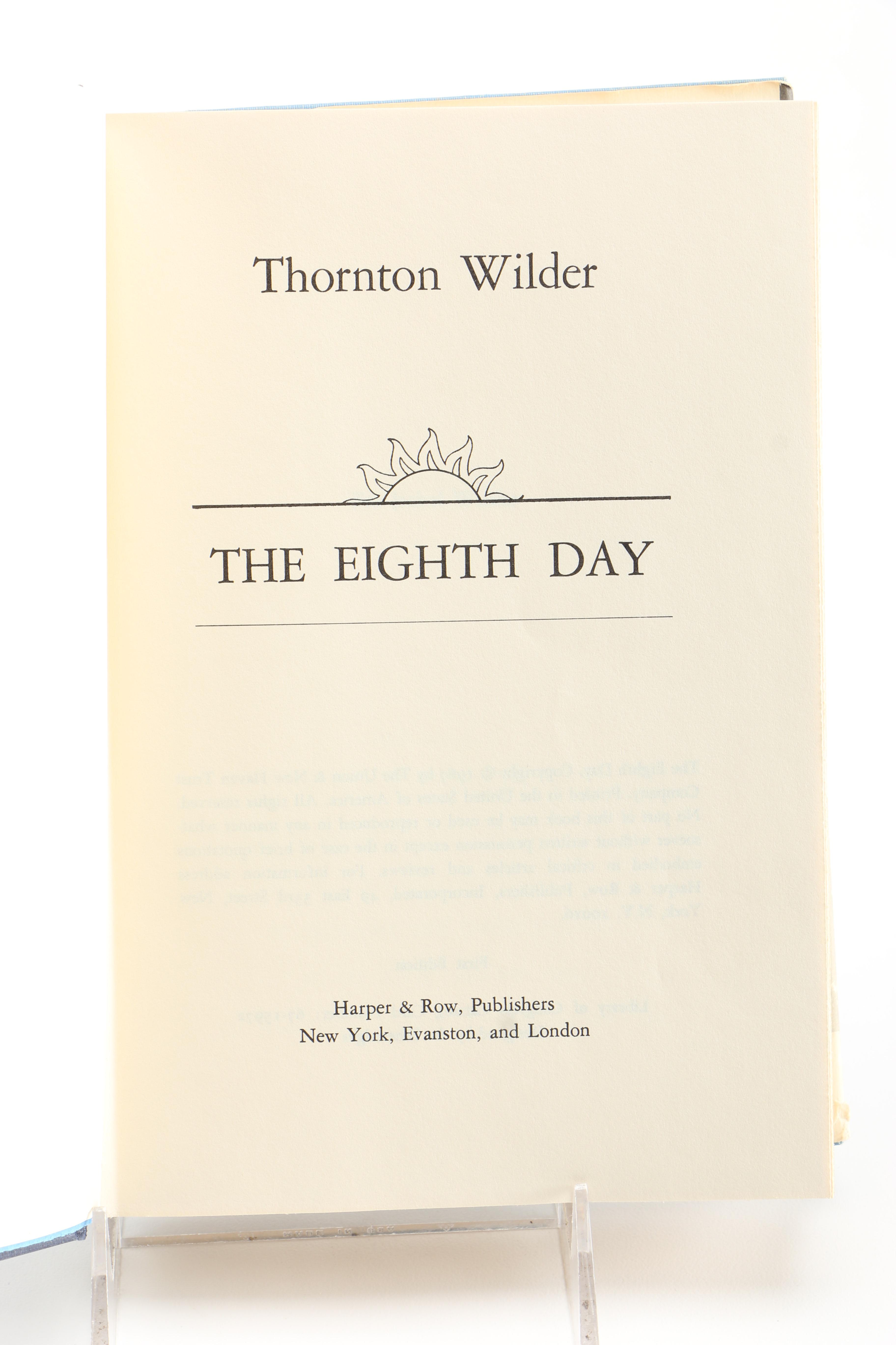 1967 First Edition "The Eighth Day" by Thornton Wilder