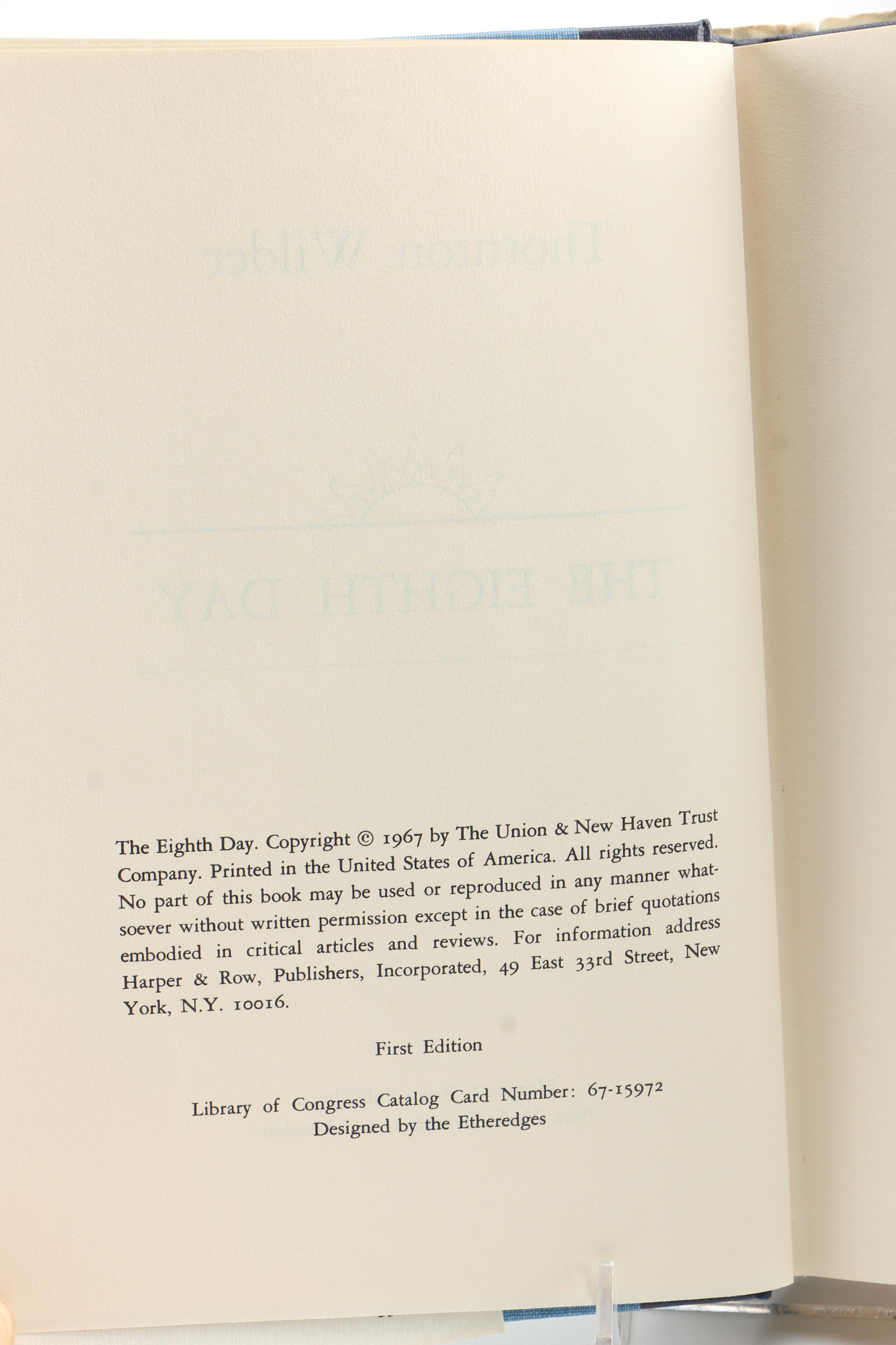 1967 First Edition "The Eighth Day" by Thornton Wilder