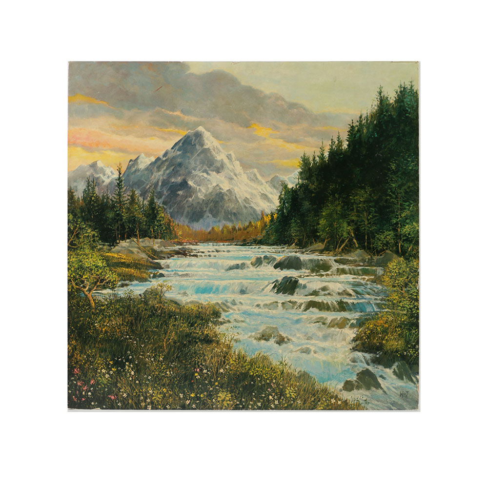 Reproduction Offset Lithograph Poster of a Mountainous Landscape